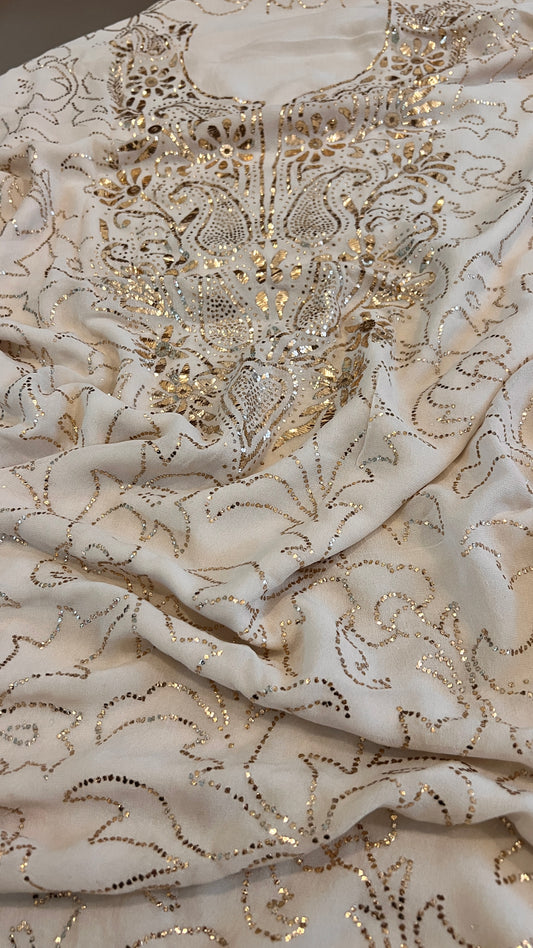 Ruhani Ivory Allover Badla and Mukaish work Kurta & Dupatta Set