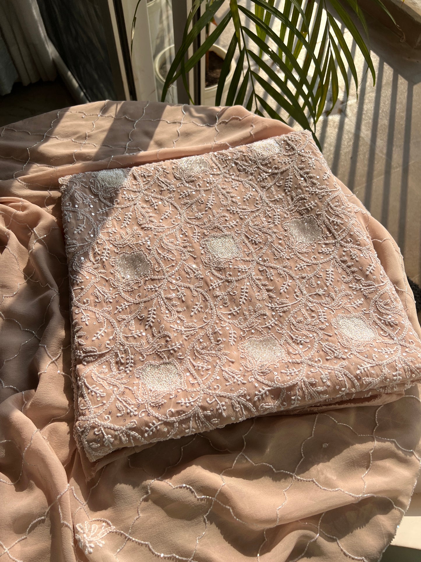 Suhaan Chikankari sequins cut Dana work kurta and dupatta