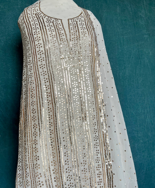 Ruhani Heavy Badla and Mukaish Embroidered Kurta & Dupatta Set