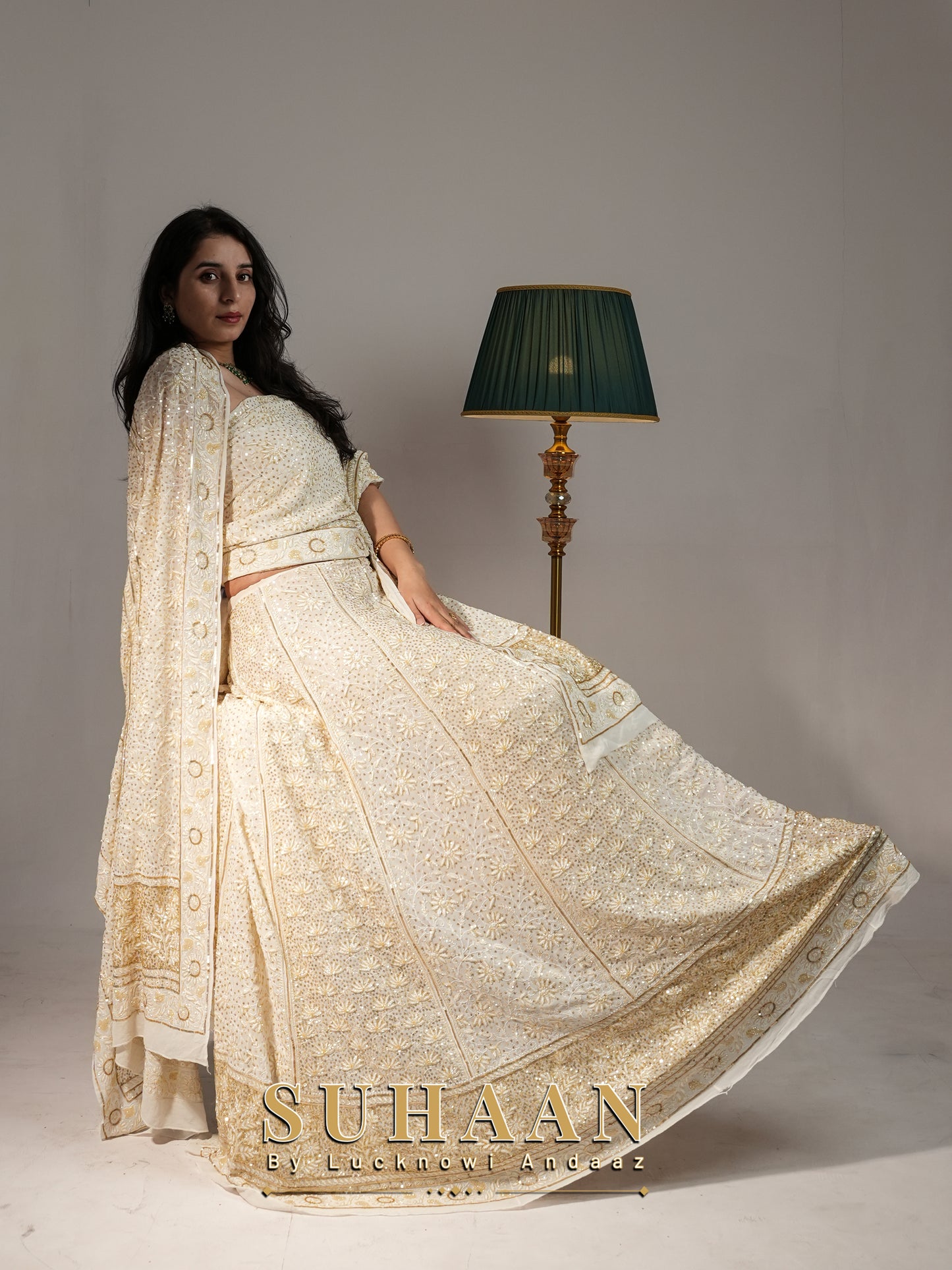 Suhaan Do Taar Chikankari embellished Wedding Lehenga