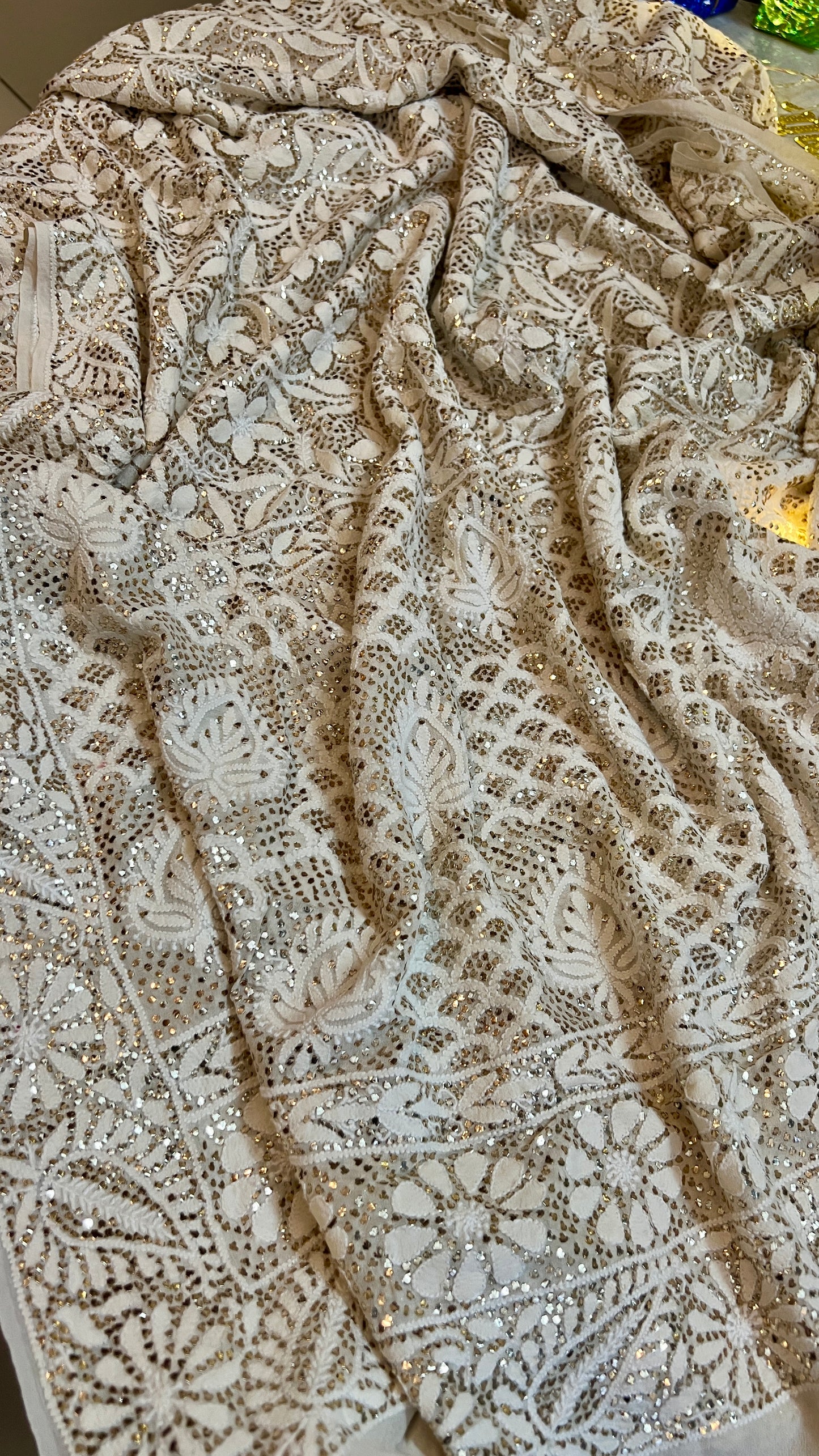 Suhaan Chikankari and Heavy Mukaish wedding Dupatta