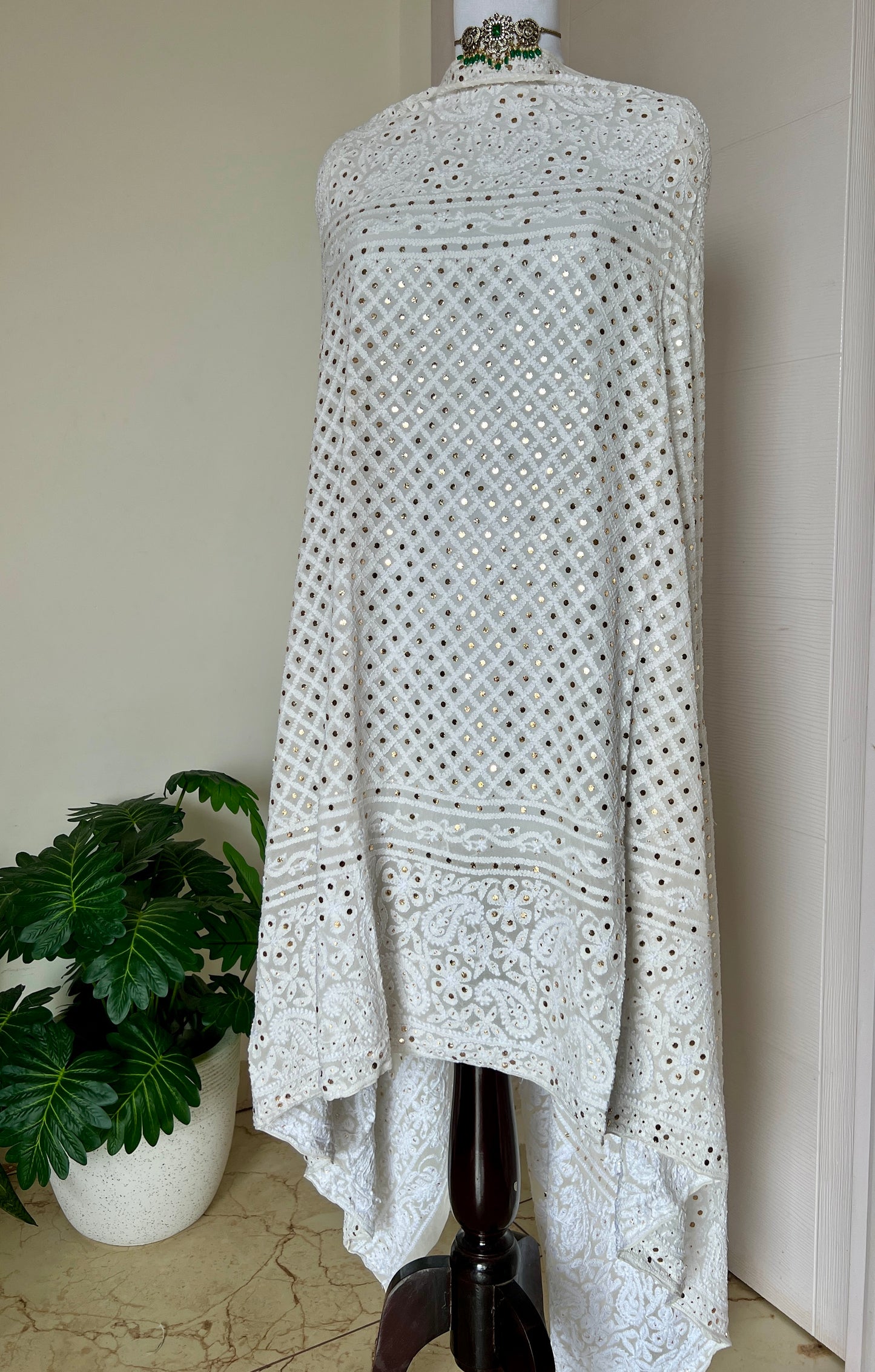 Ruhani Chikankari and Mukaish Dupatta