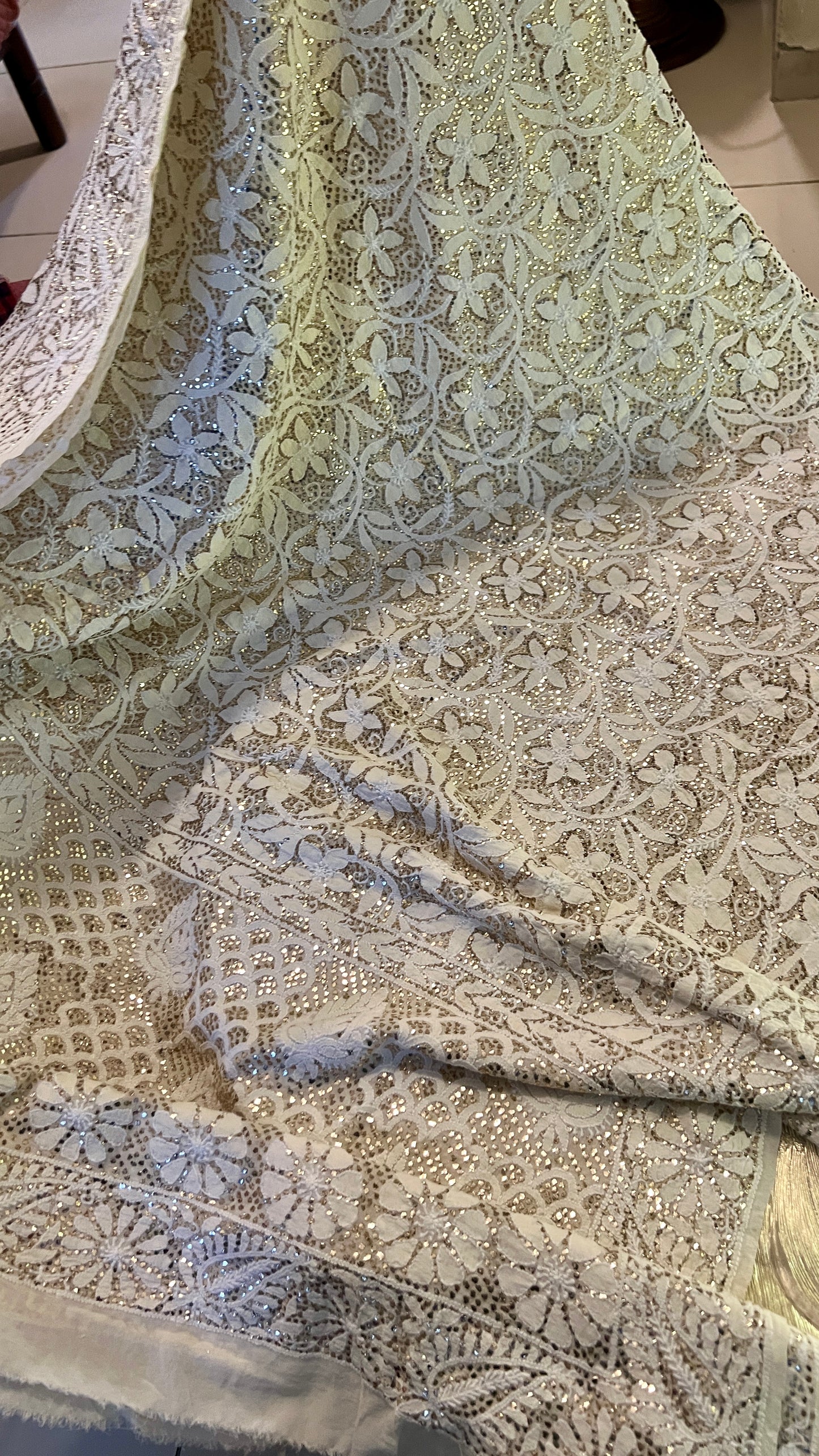 Suhaan Chikankari and Heavy Mukaish wedding Dupatta