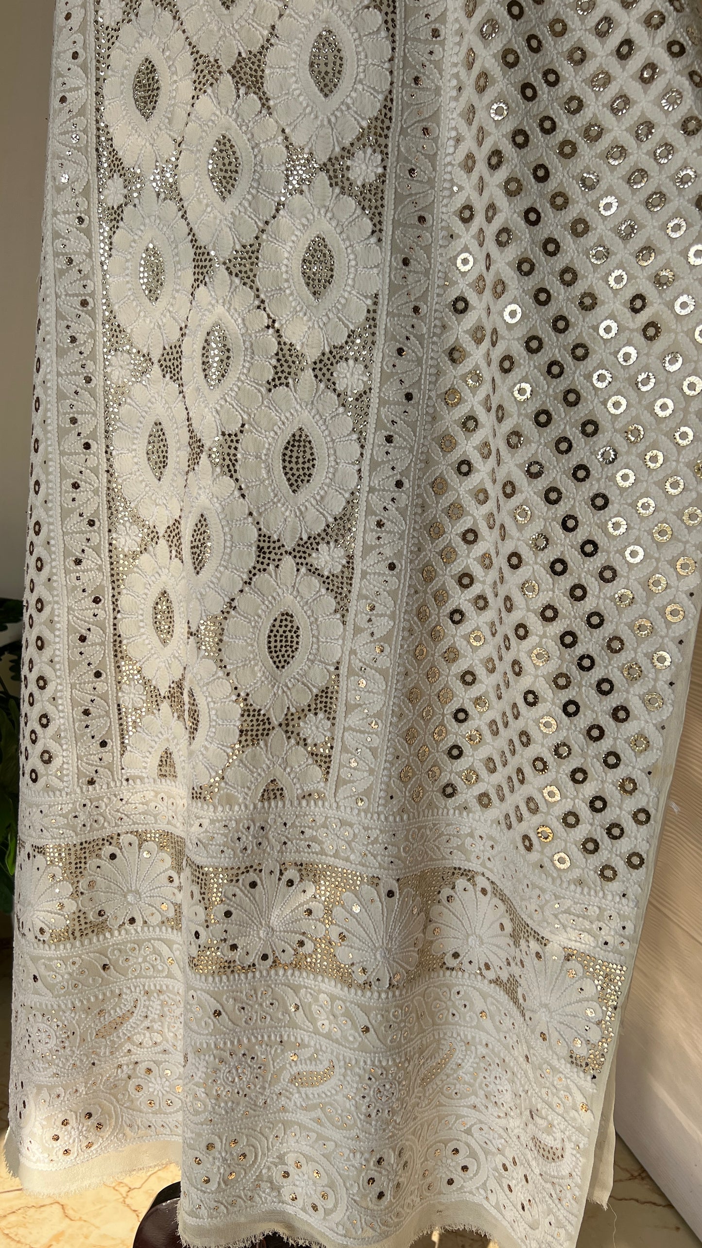 Chikankari and Ring Mukaish Kurta and Dupatta