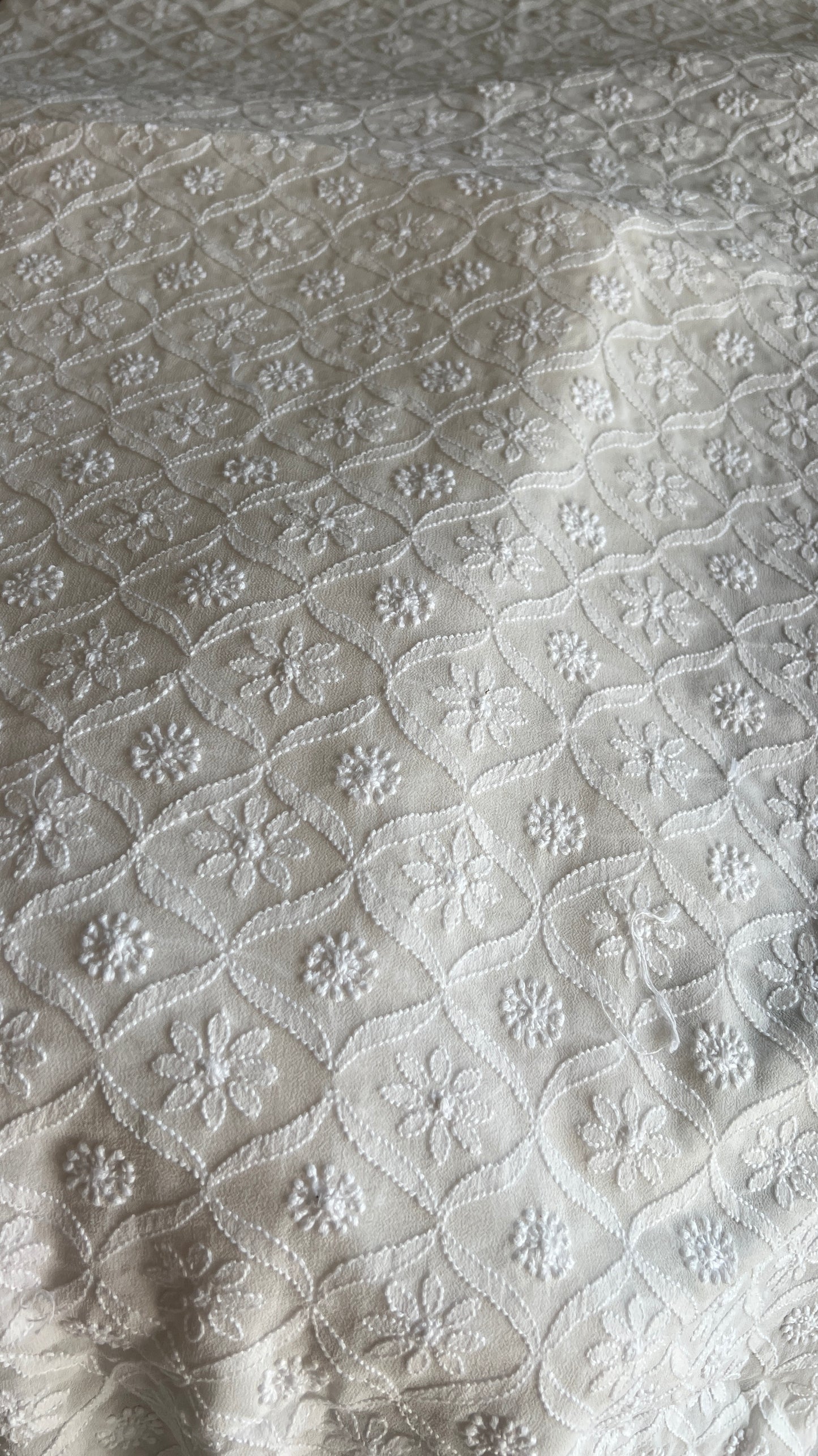 Ivory Allover Chikankari Men's Kurta Fabric