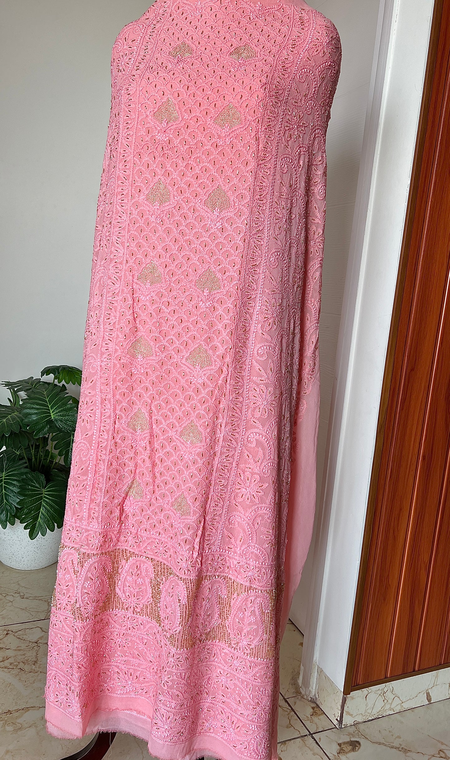 Chikankari golden Cut Dana and aari work Kurta and Dupatta