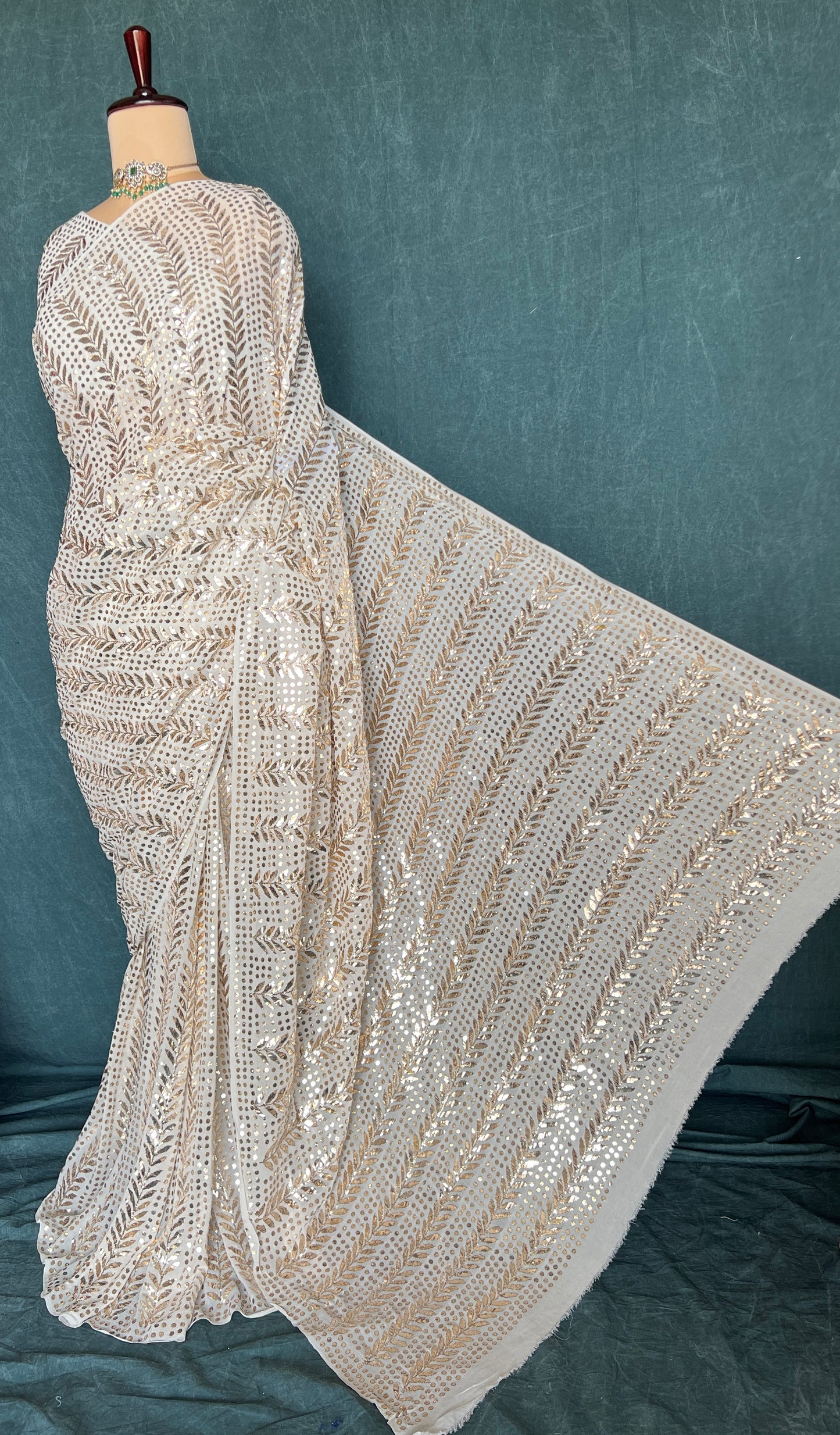 Masterpiece Badla and Mukaish Pure Georgette Saree