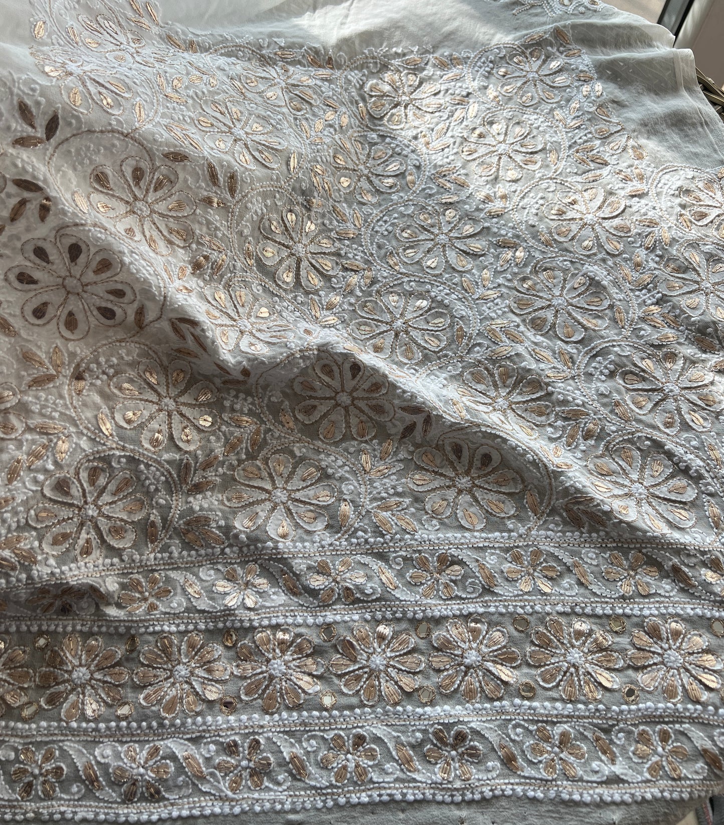 Ruhani Chikankari pearl mirror and sequins lehenga