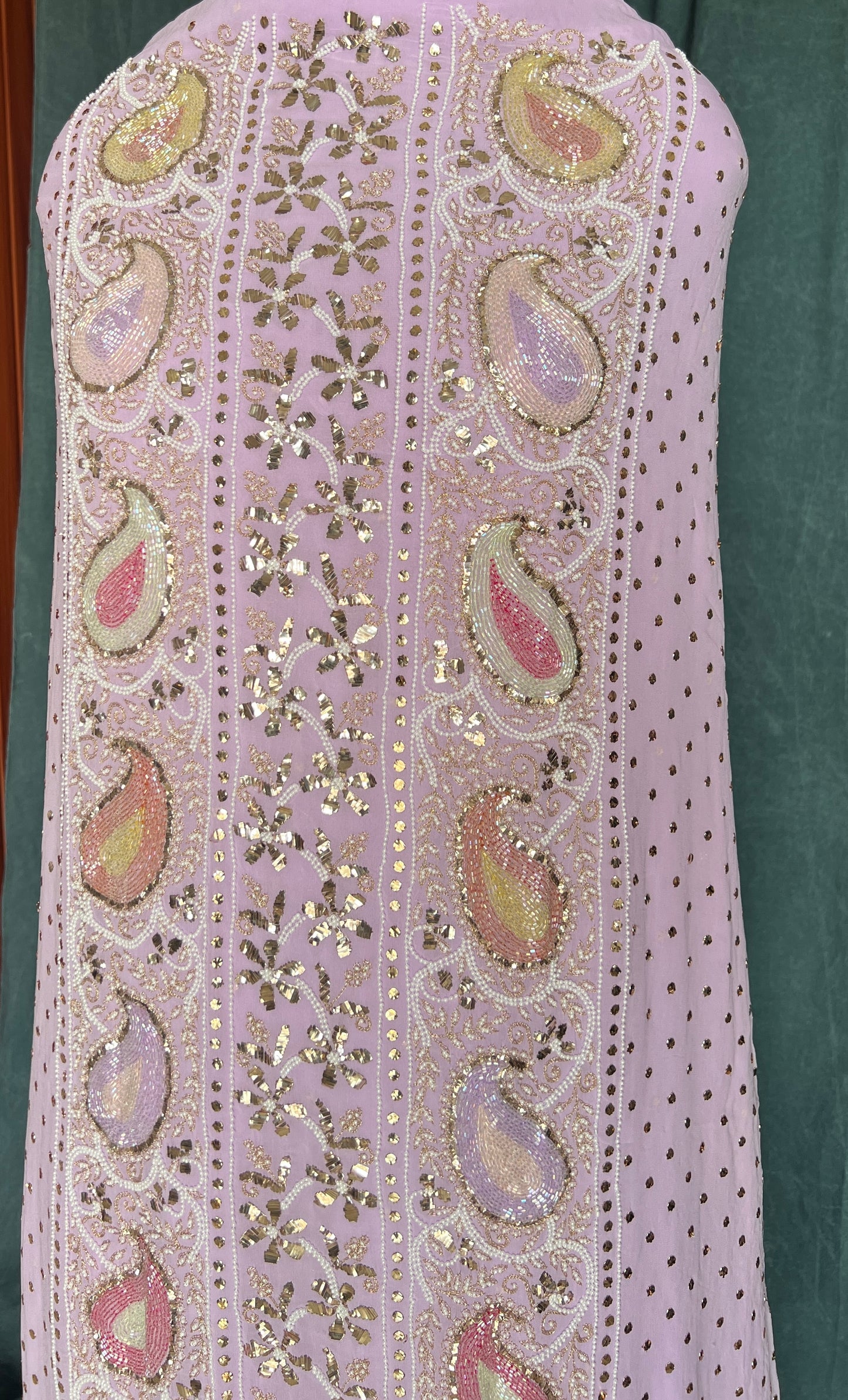 Ruhani Lavender Mukaish and Cut dana Embroidered Kurta & Dupatta Set