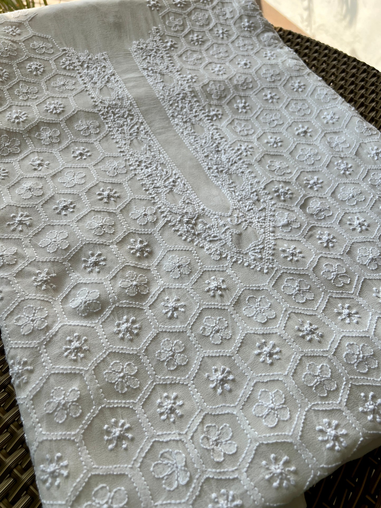 Ivory Allover Chikankari Men's Kurta Fabric