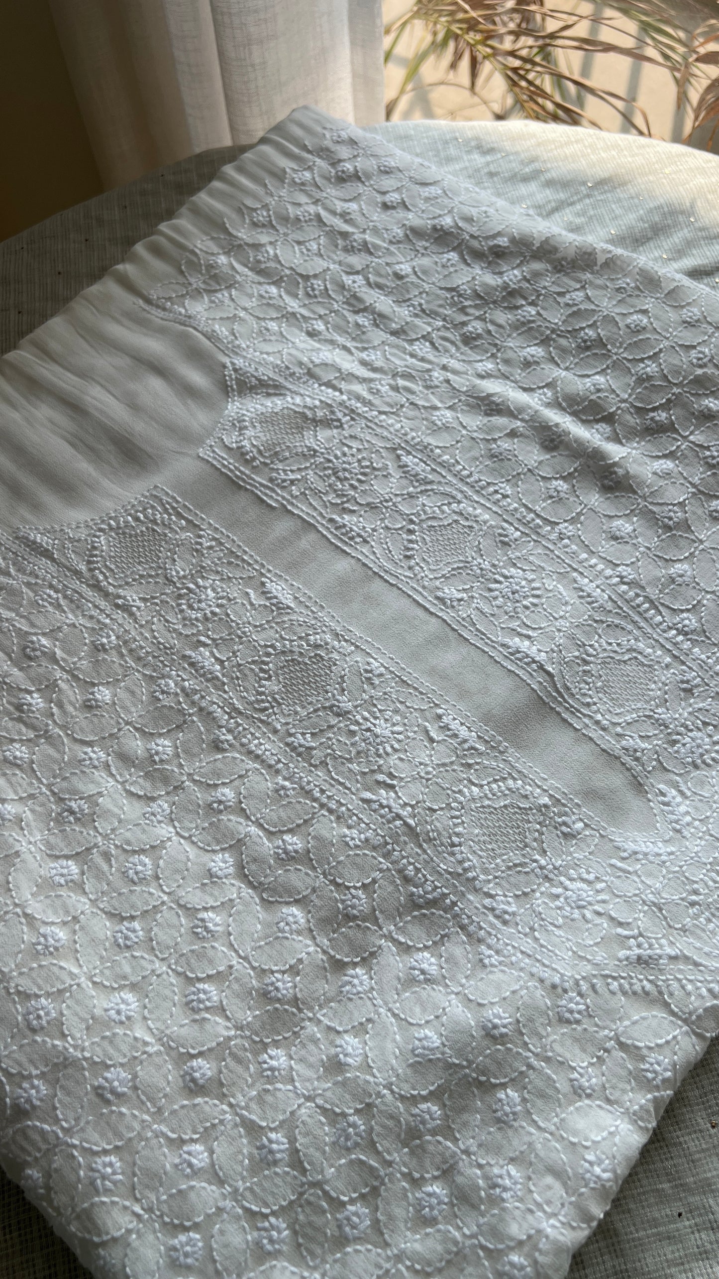Ivory Allover Chikankari Men's Kurta Fabric