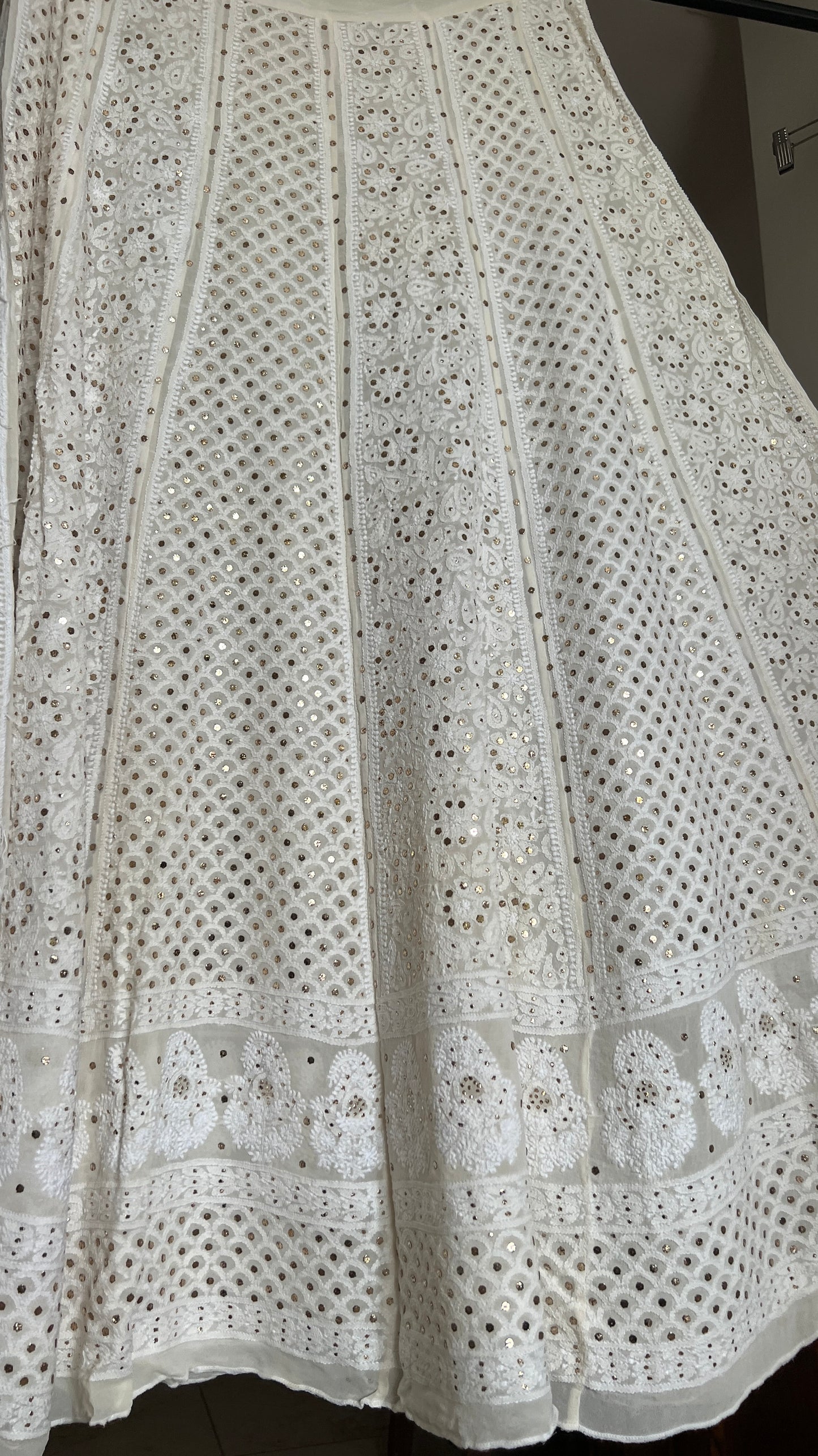 Lehenga Skirt allover Chikankari and mukaish