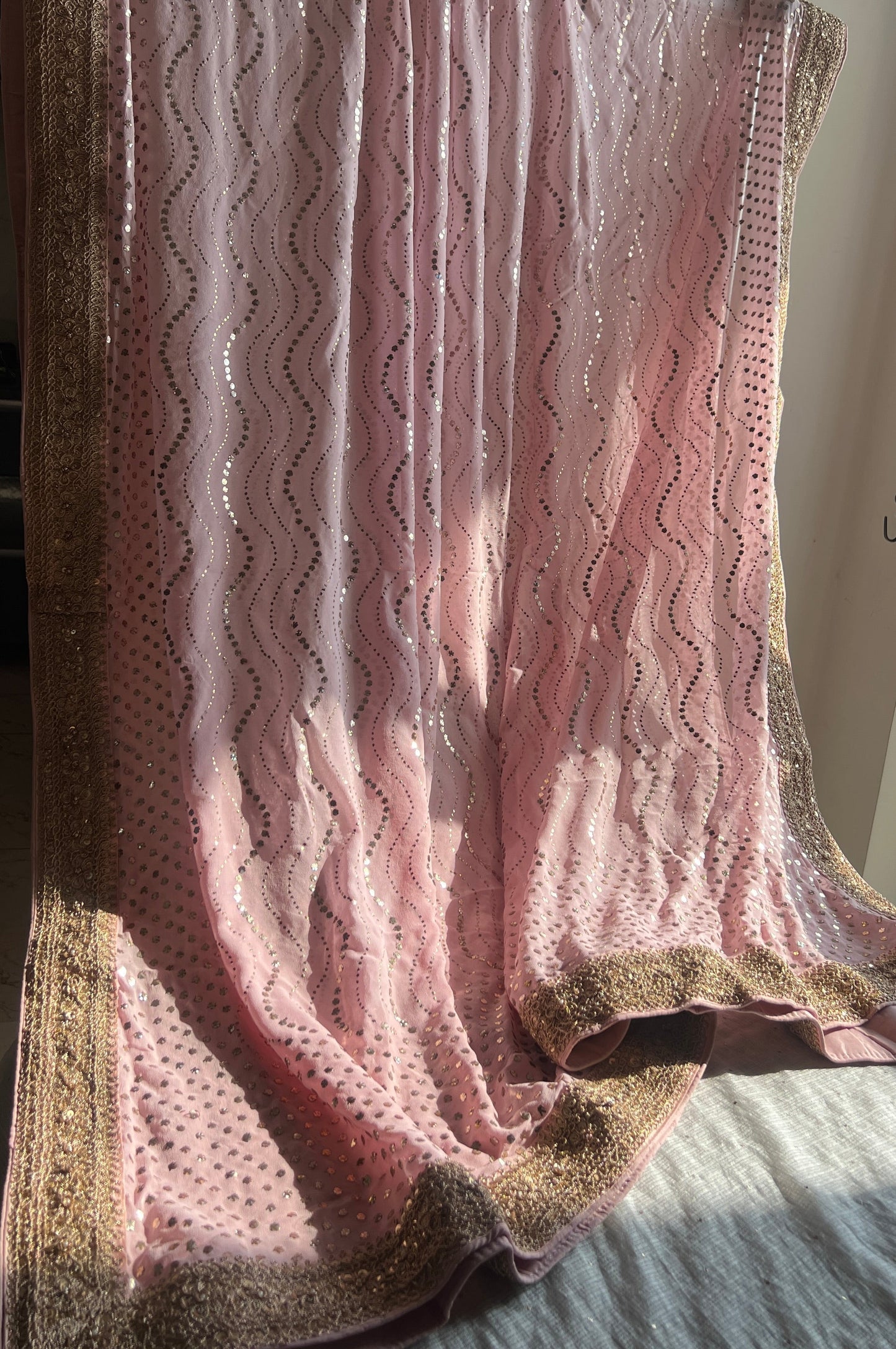 Ruhani Pink Heavy Mukaish Wedding Dupatta