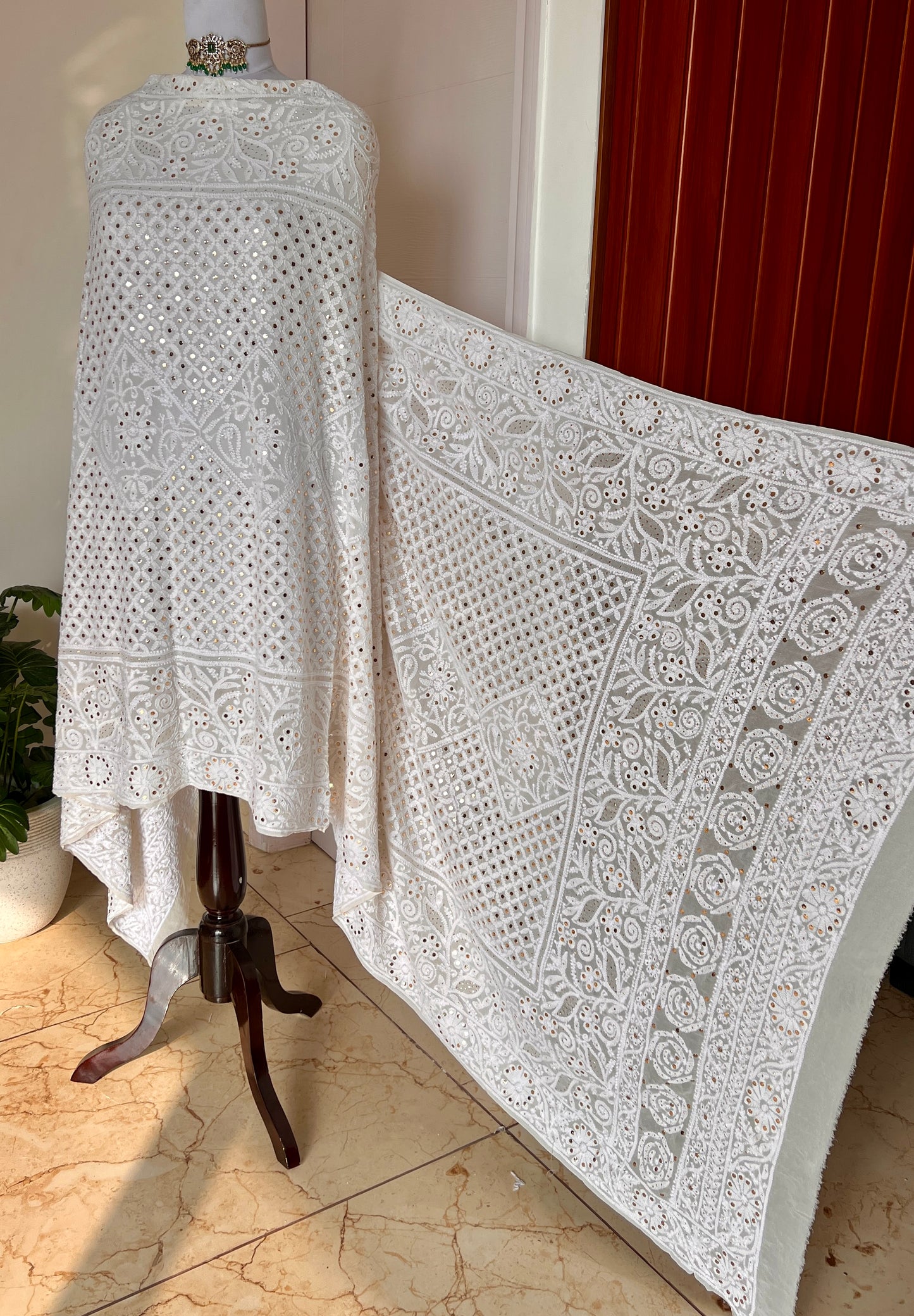 Ruhani Chikankari and Mukaish Dupatta