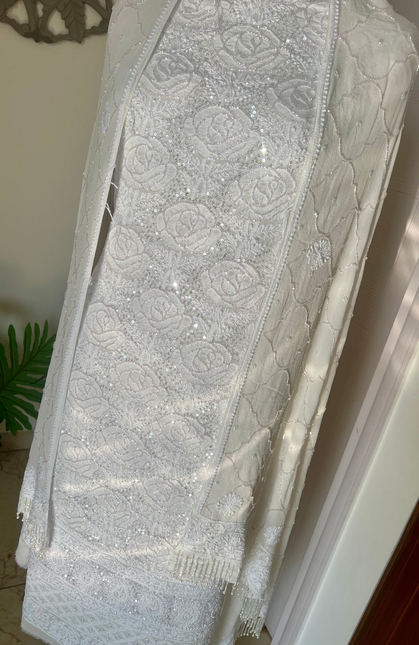 Gulaab Chikankari and pink cut dana sequins kurta and dupatta