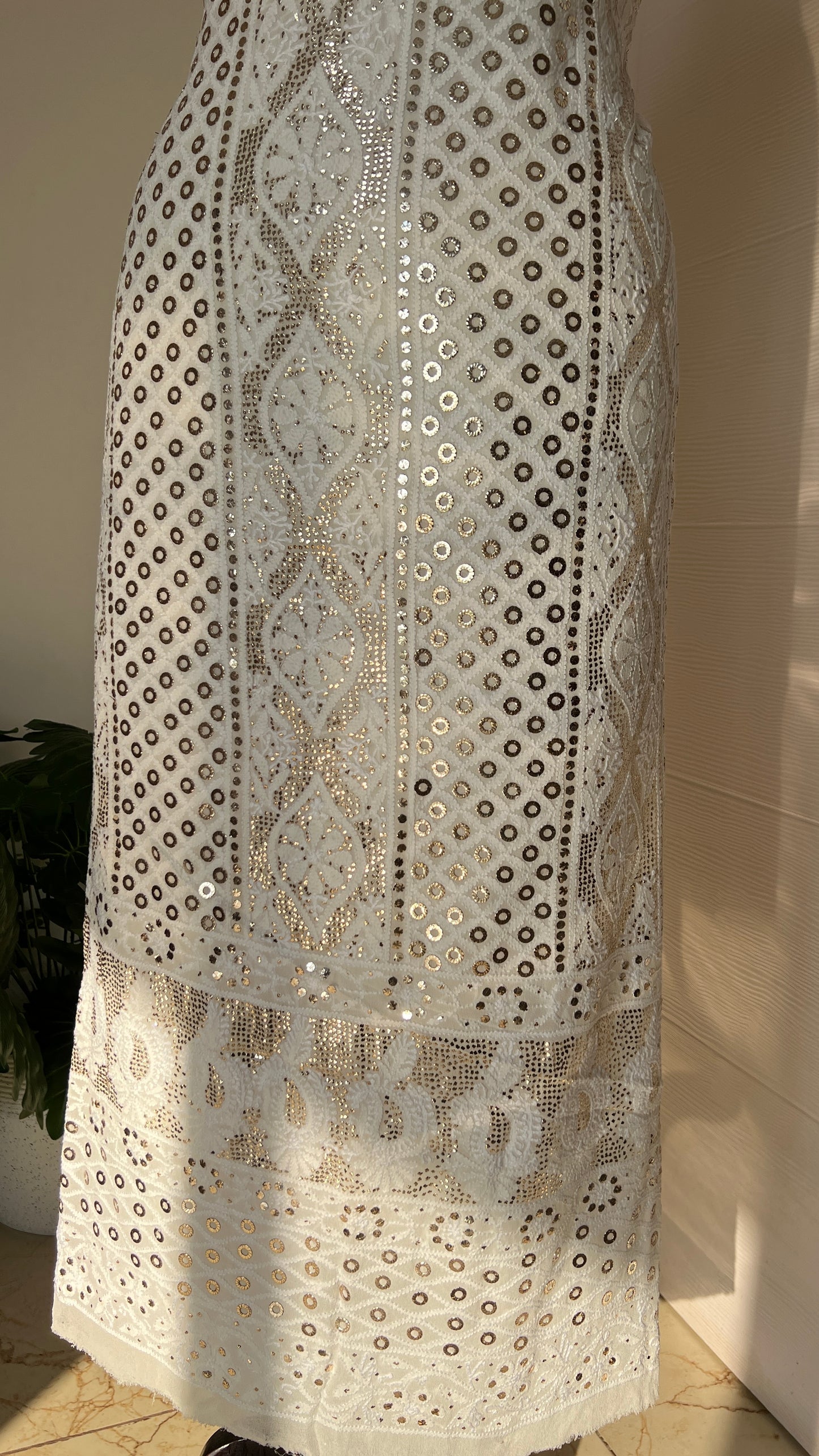 Chikankari and Ring Mukaish Kurta and Dupatta