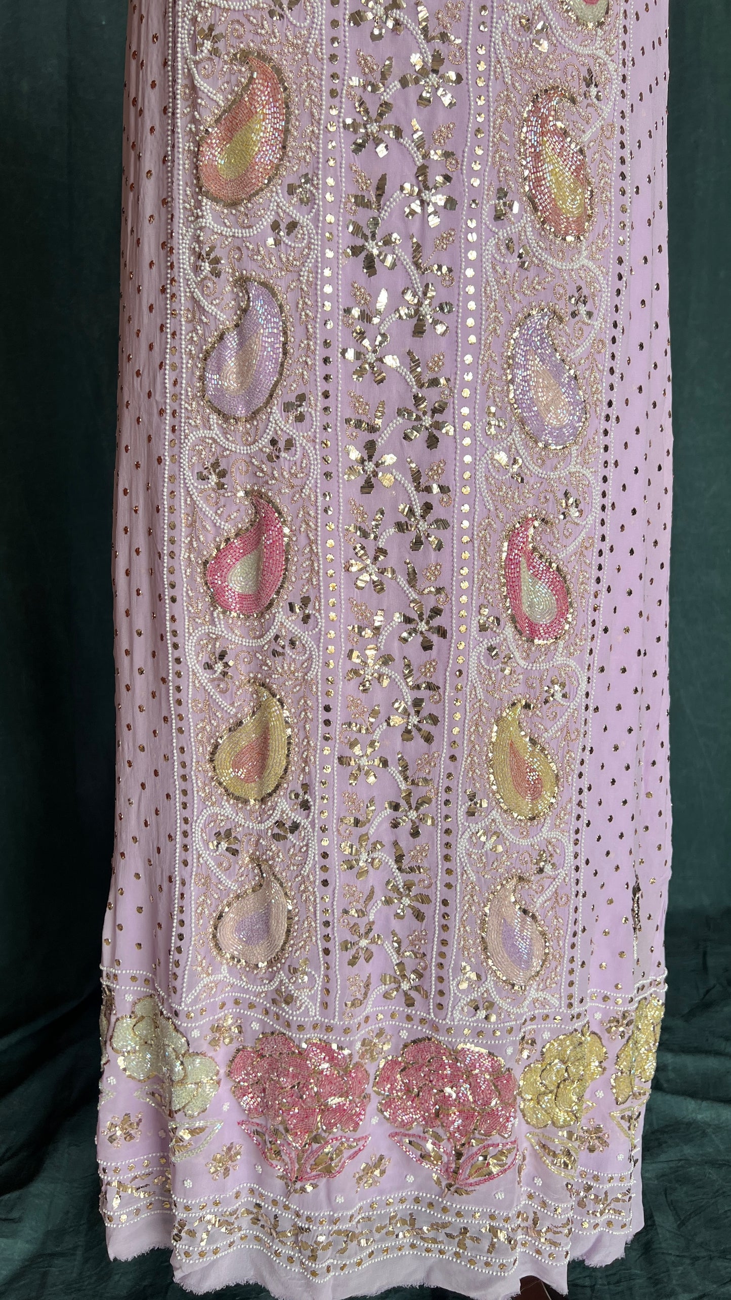 Ruhani Lavender Mukaish and Cut dana Embroidered Kurta & Dupatta Set