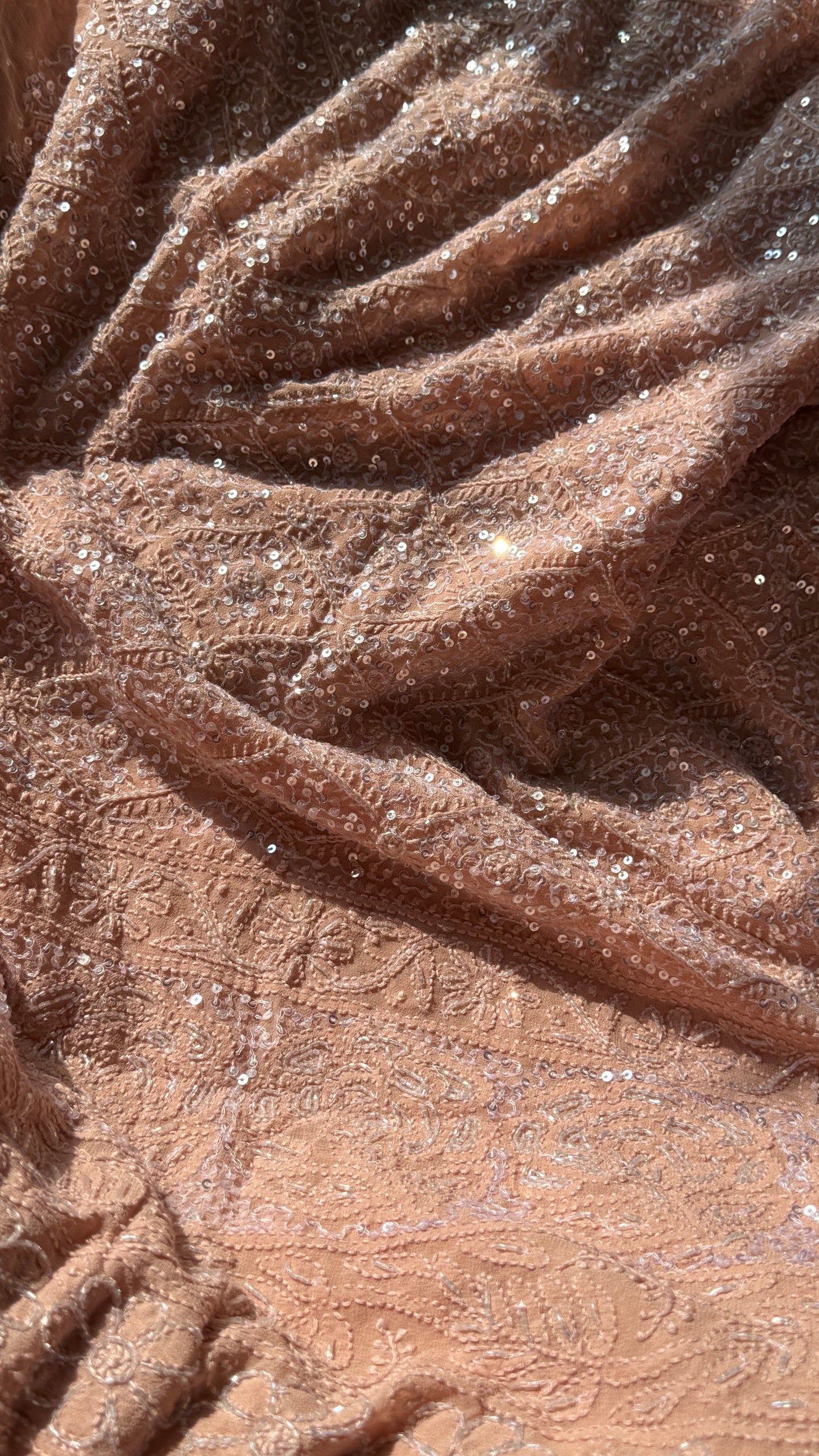 Cinnamon Chikankari cut dana sequins work kurta and dupatta