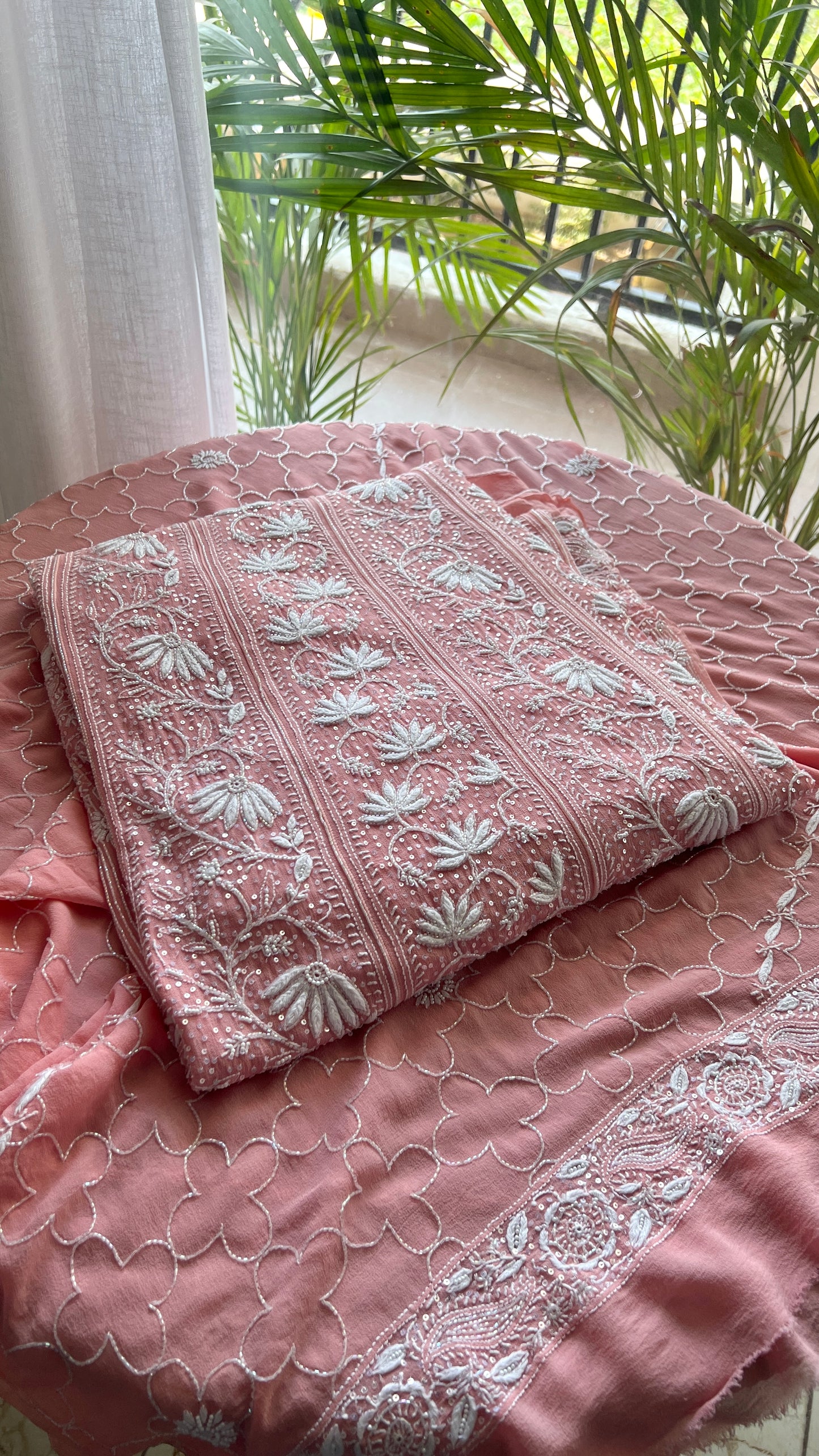 Suhaan Do Taar Chikankari Sequins and Cut Dana Anarkali