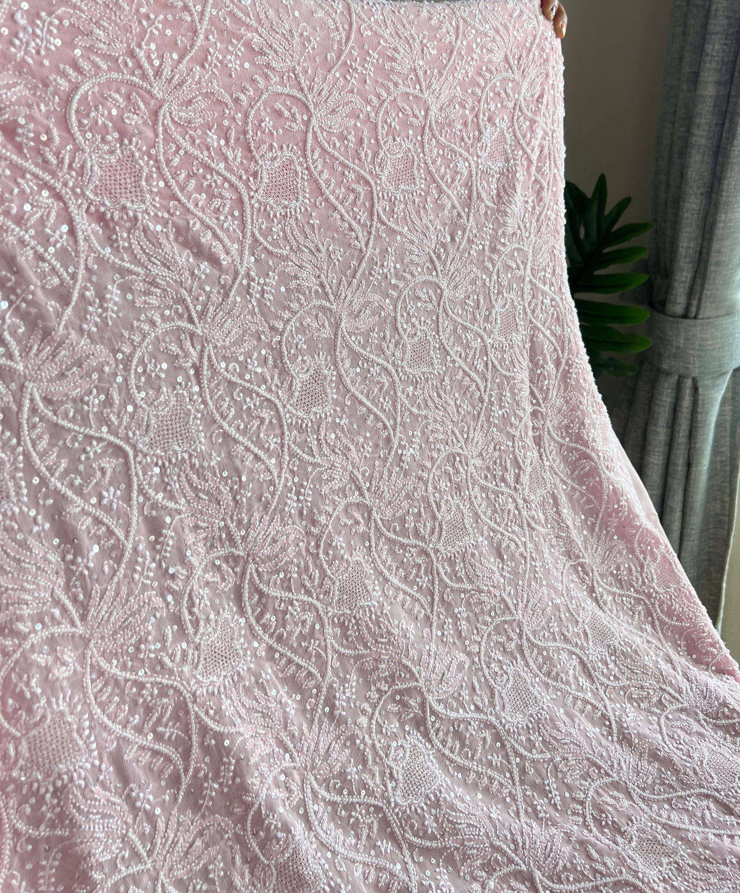 Suhaan Chikankari pearl sequins cut Dana work kurta and dupatta