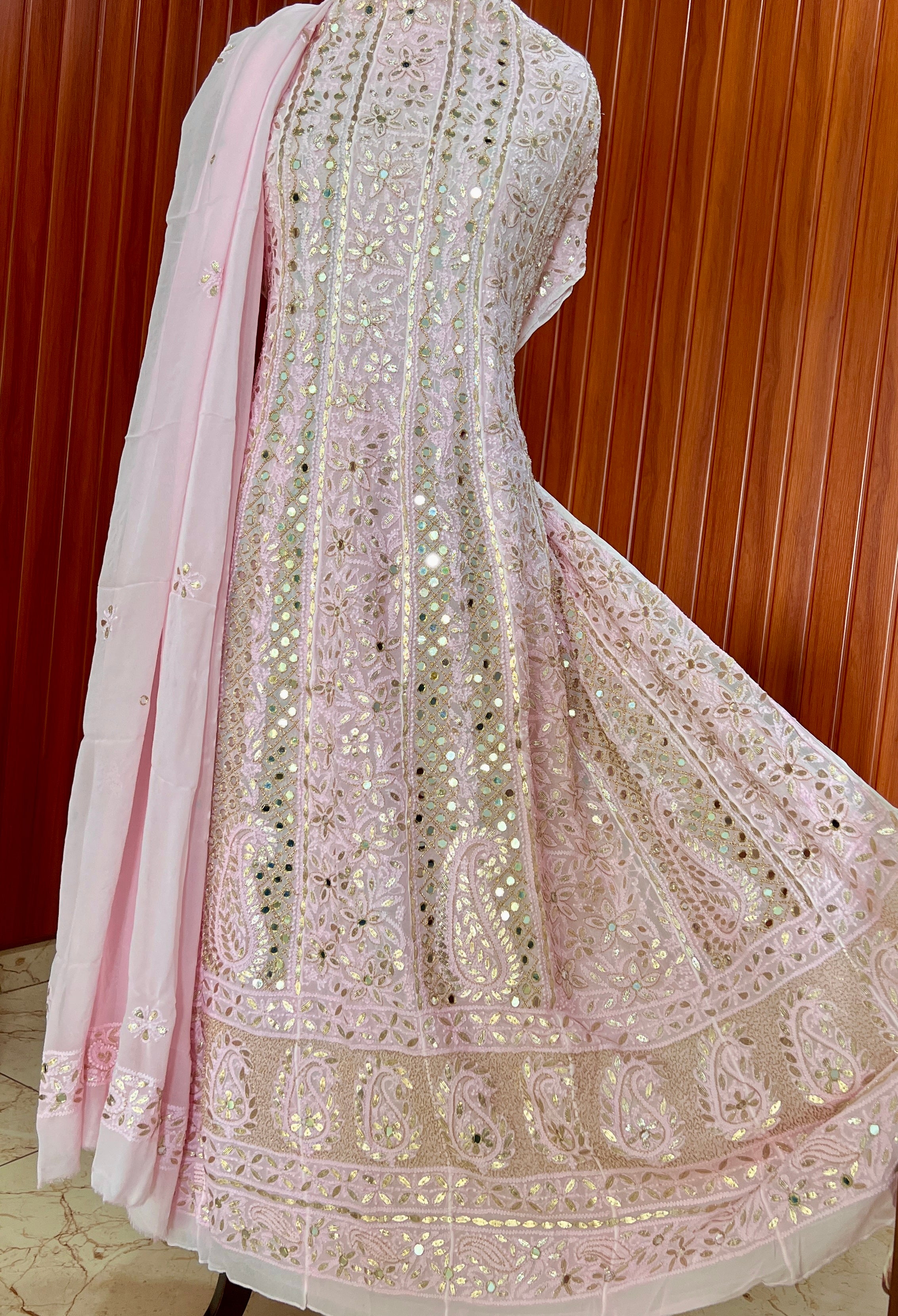Shifa Pink Chikankari Dupatta