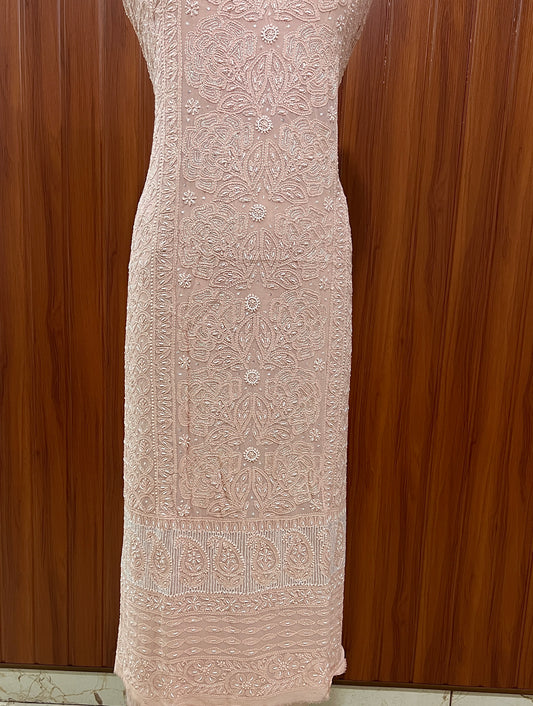 Old rose Chikankari Pearl work kurta and dupatta set