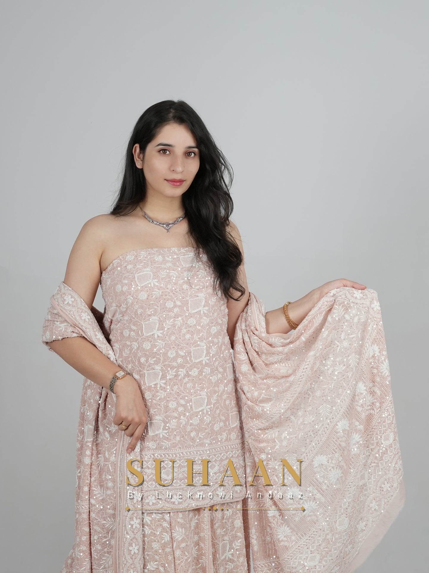 Suhaan Do Taar Chikankari embellished Wedding Lehenga