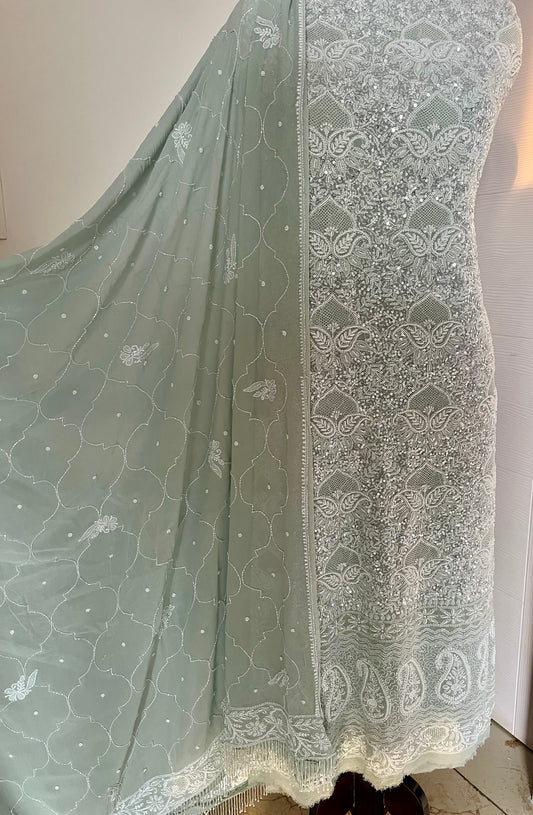 Suhaan Chikankari pearl sequins cut Dana work kurta and dupatta