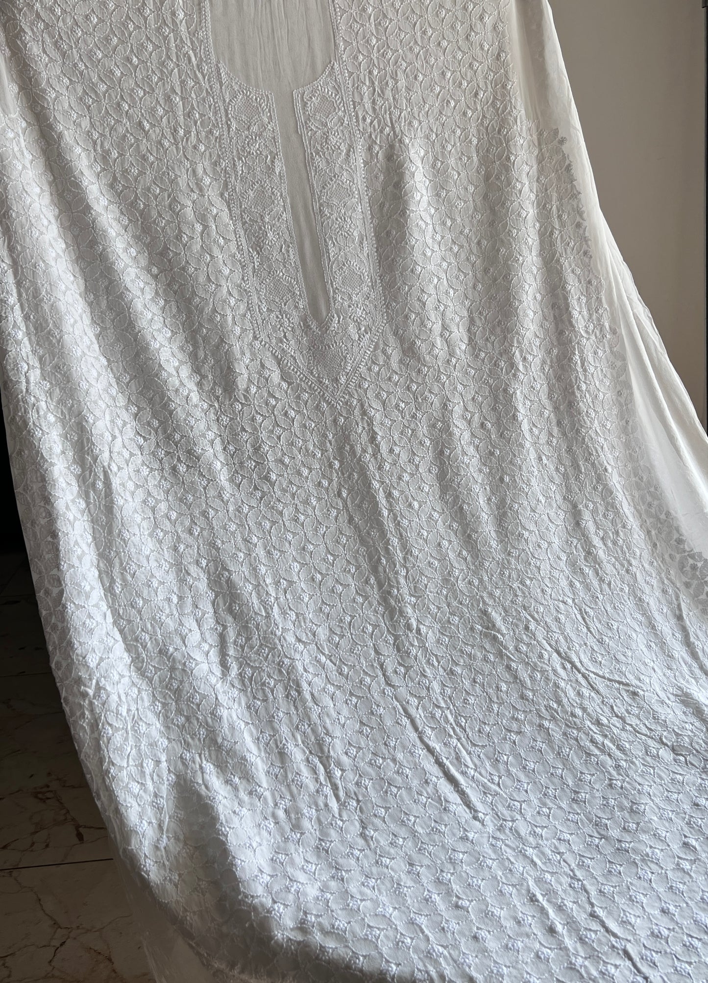 Ivory Allover Chikankari Men's Kurta Fabric