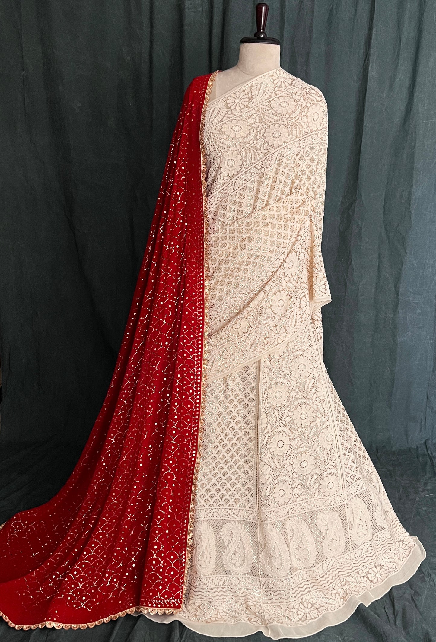Ruhani Ivory Chikankari and Fardi Mukaish Wedding Lehenga
