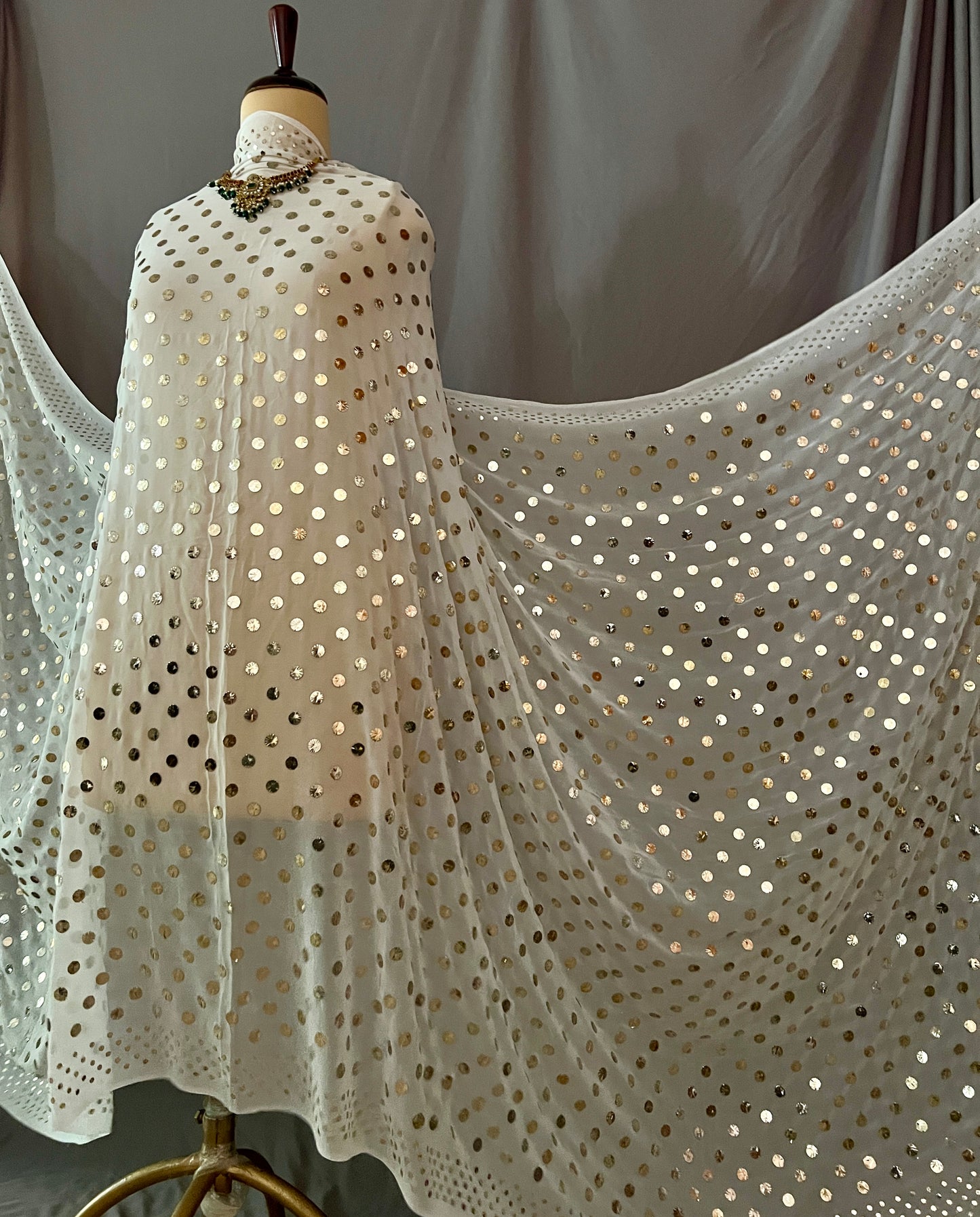 Ruhani Allover Heavy Mukaish Tiki Pure Georgette Dupatta
