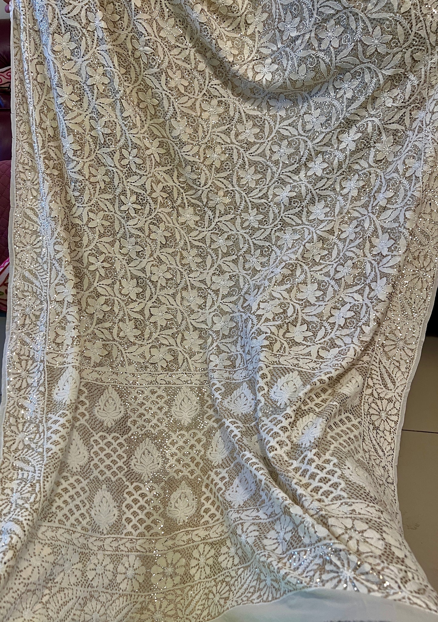 Suhaan Chikankari and Heavy Mukaish wedding Dupatta