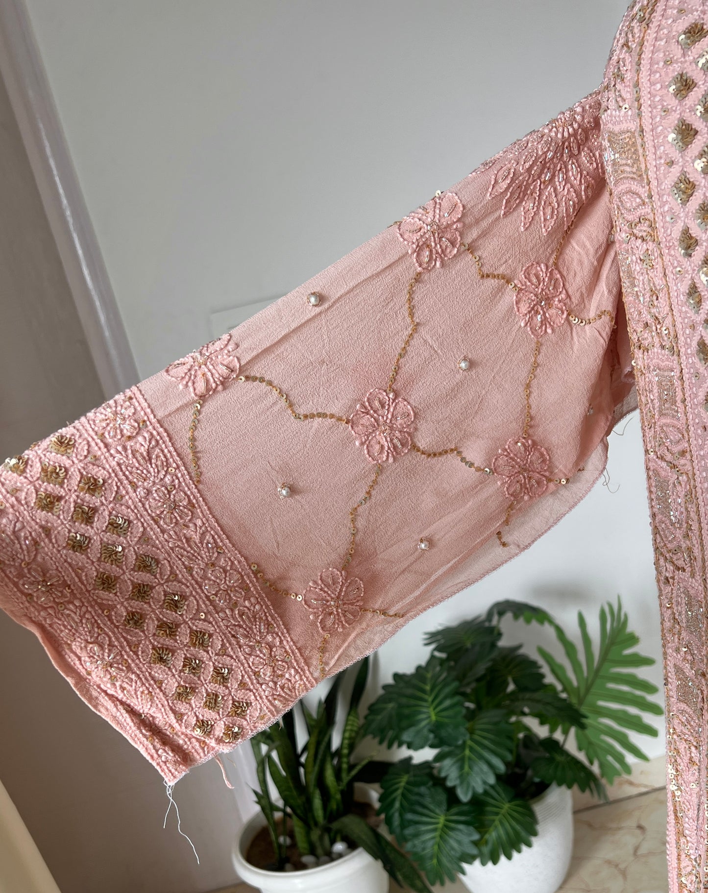 Ruhani Old Rose Chikankari sequins cut Dana Anarkali