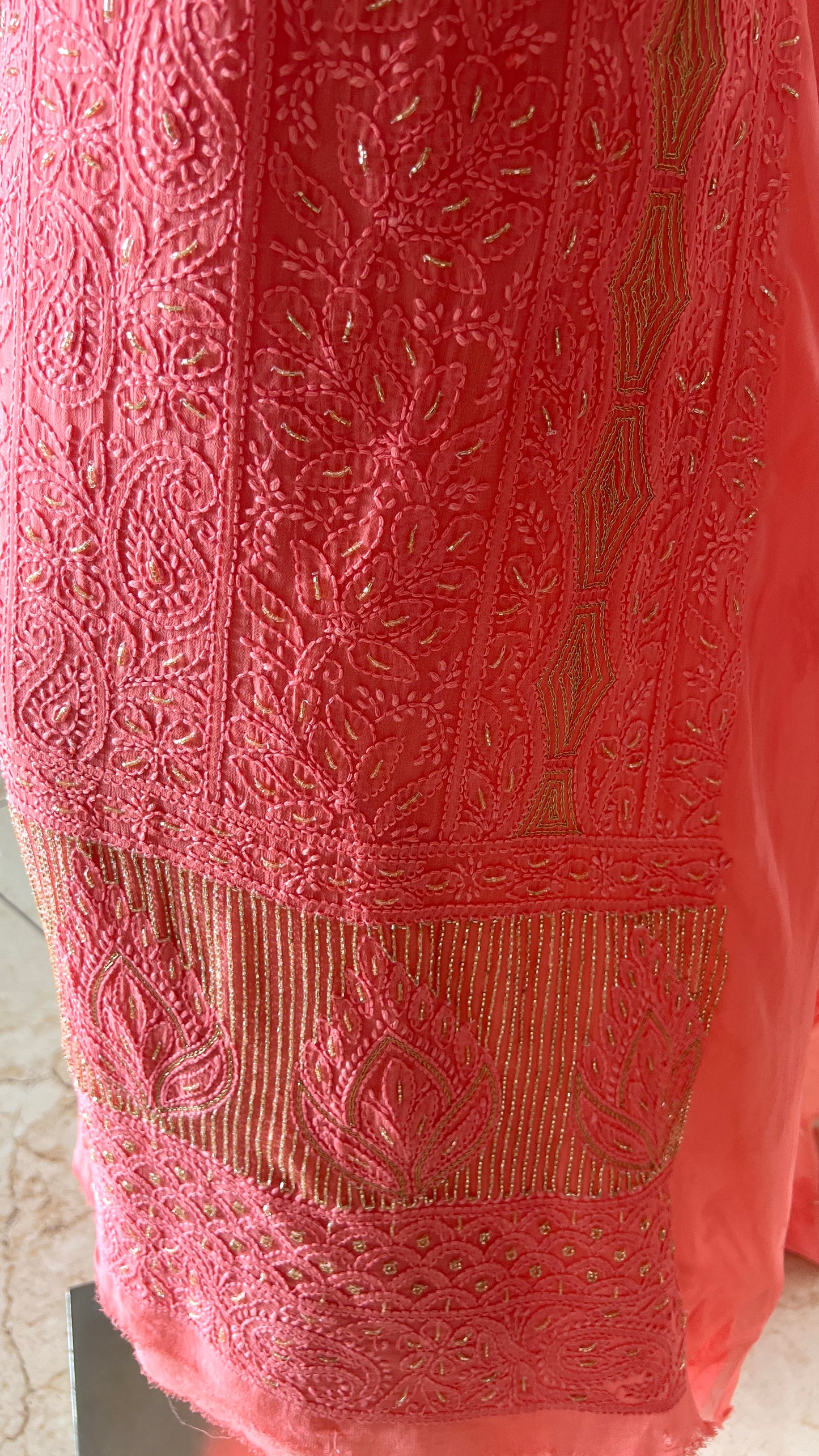 Chikankari golden Cut Dana and aari work Kurta and Dupatta