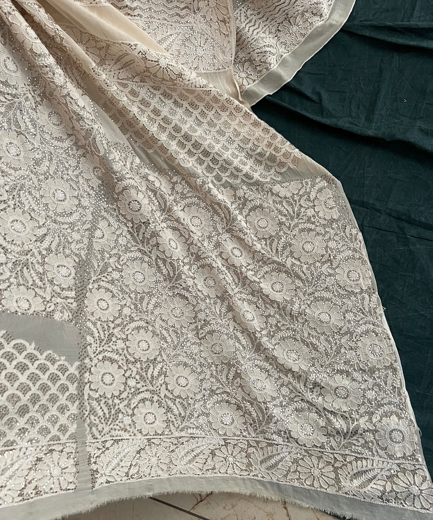 Ruhani Ivory Chikankari and Fardi Mukaish Wedding Lehenga