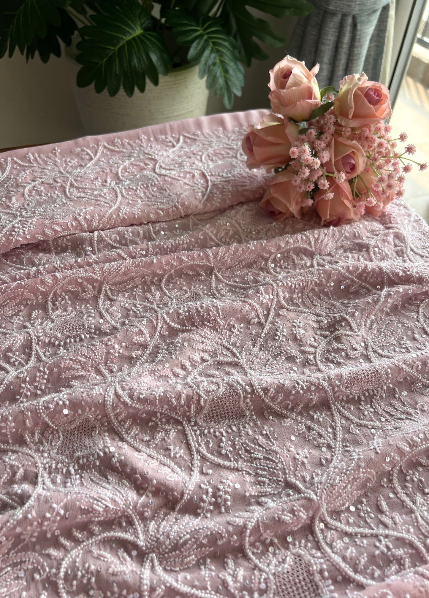 Suhaan Chikankari pearl sequins cut Dana work kurta and dupatta