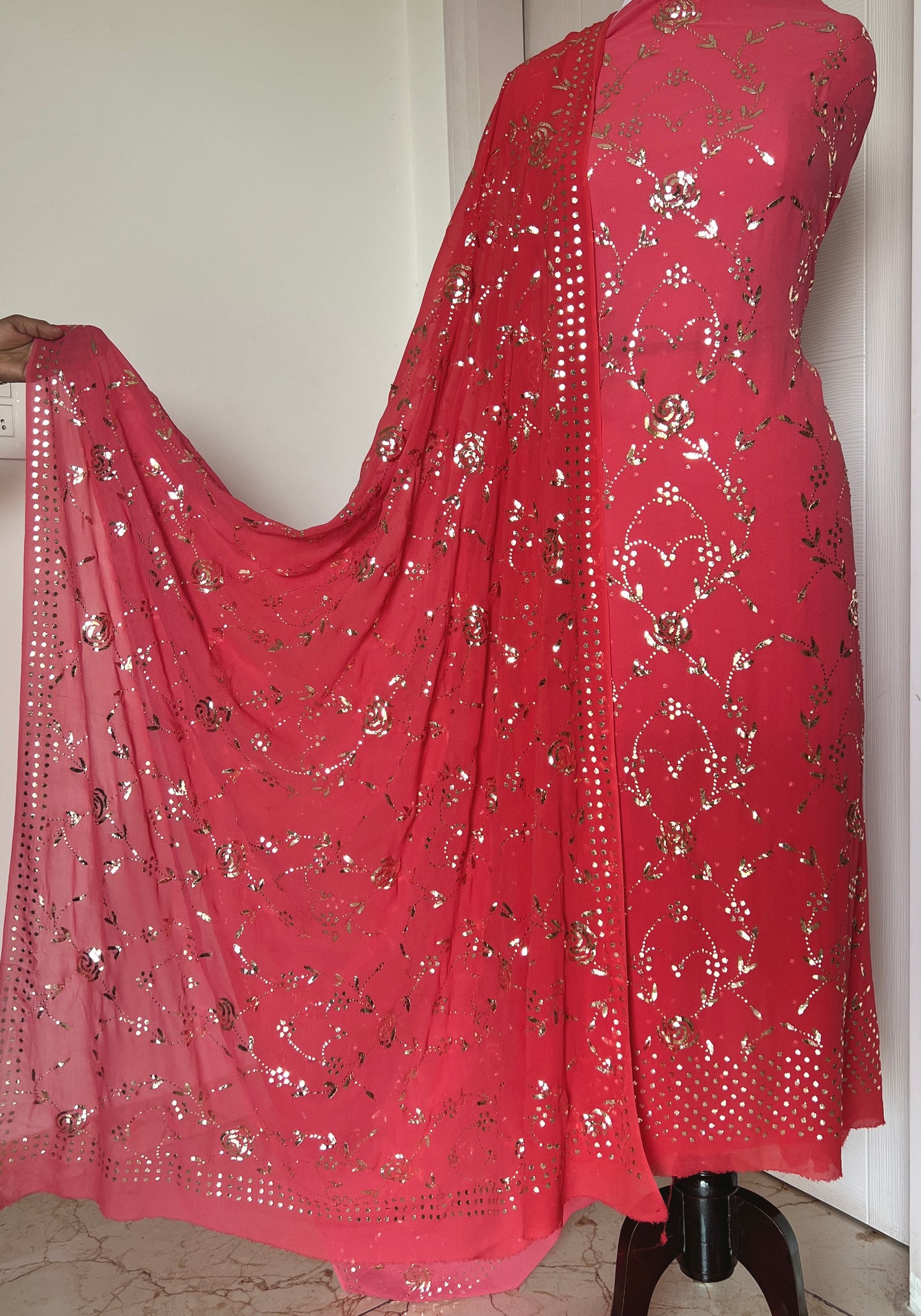 Gulaab Badla and Mukaish work Kurta & Dupatta Set
