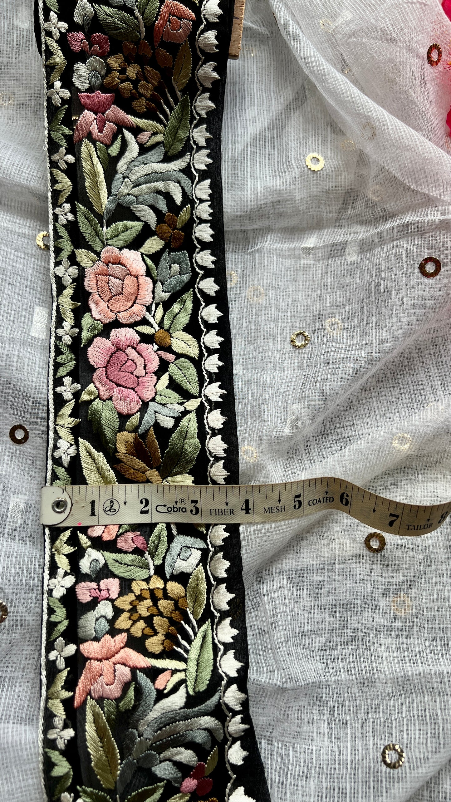 Black hand embroidered parsi gara border