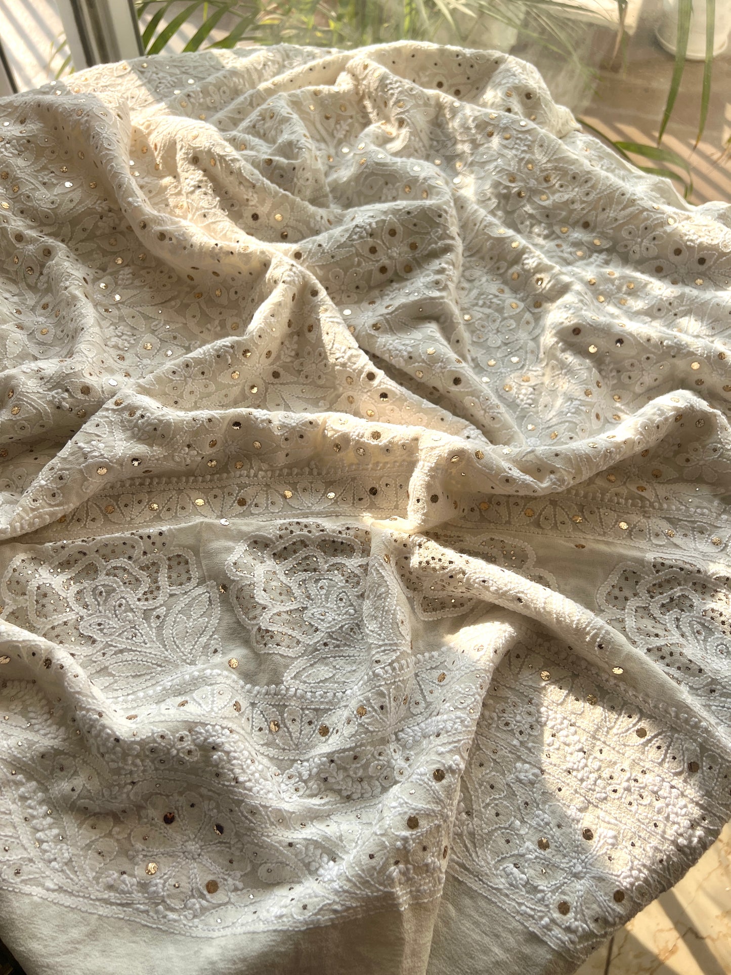 Ruhani Chikankari and Mukaish Dupatta