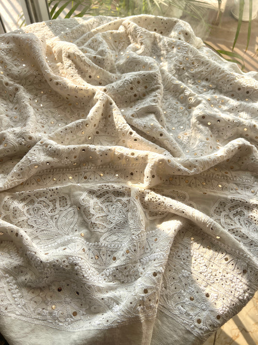 Ruhani Chikankari and Mukaish Dupatta