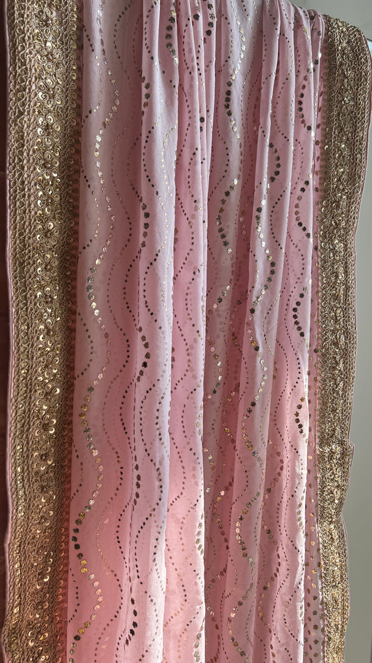 Ruhani Pink Heavy Mukaish Wedding Dupatta
