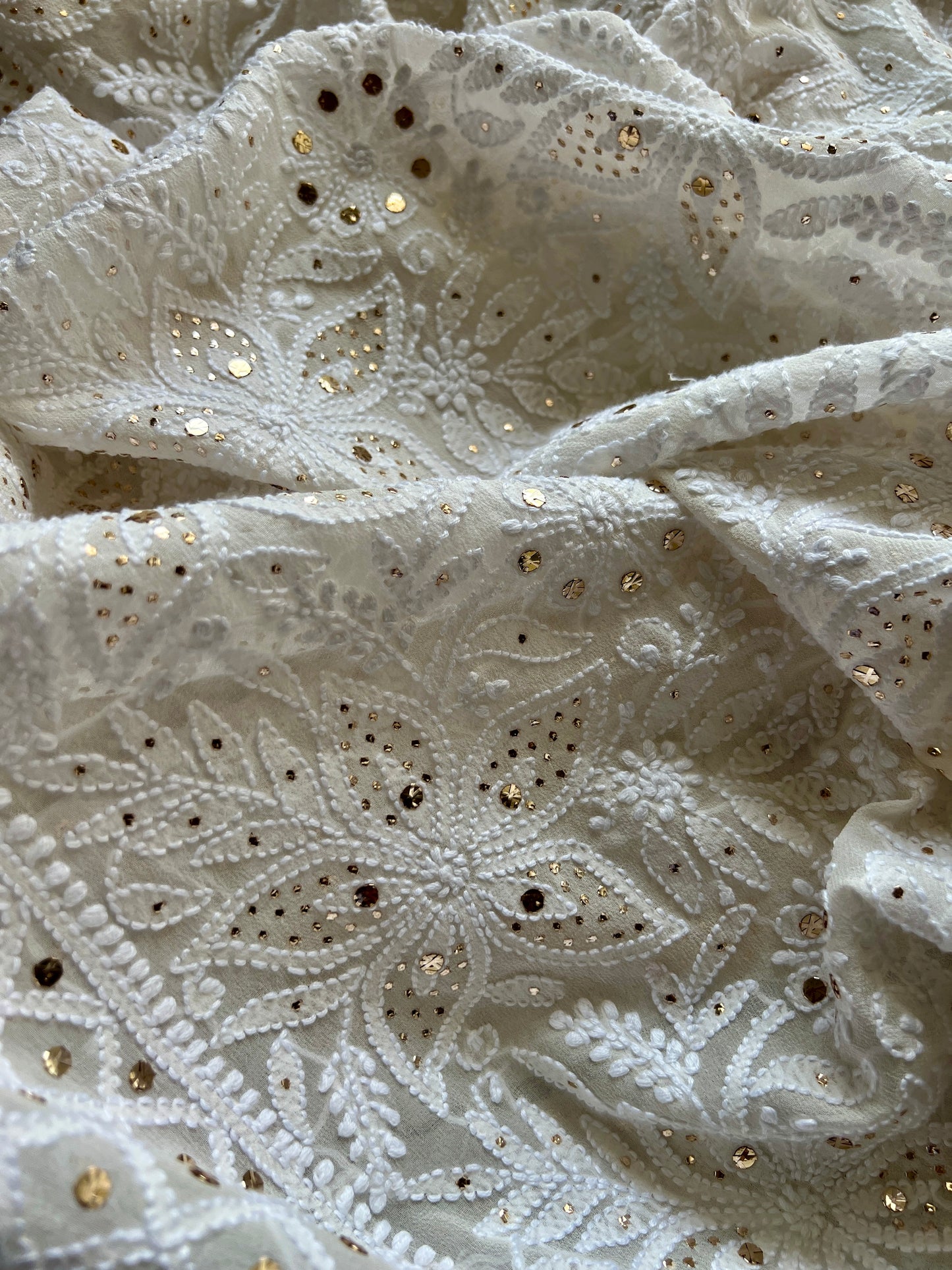 Ruhani Ivory Allover Designer Chikankari and Mukaish Saree