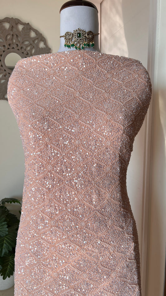Old Rose Chikankari cut dana sequins work kurta and dupatta