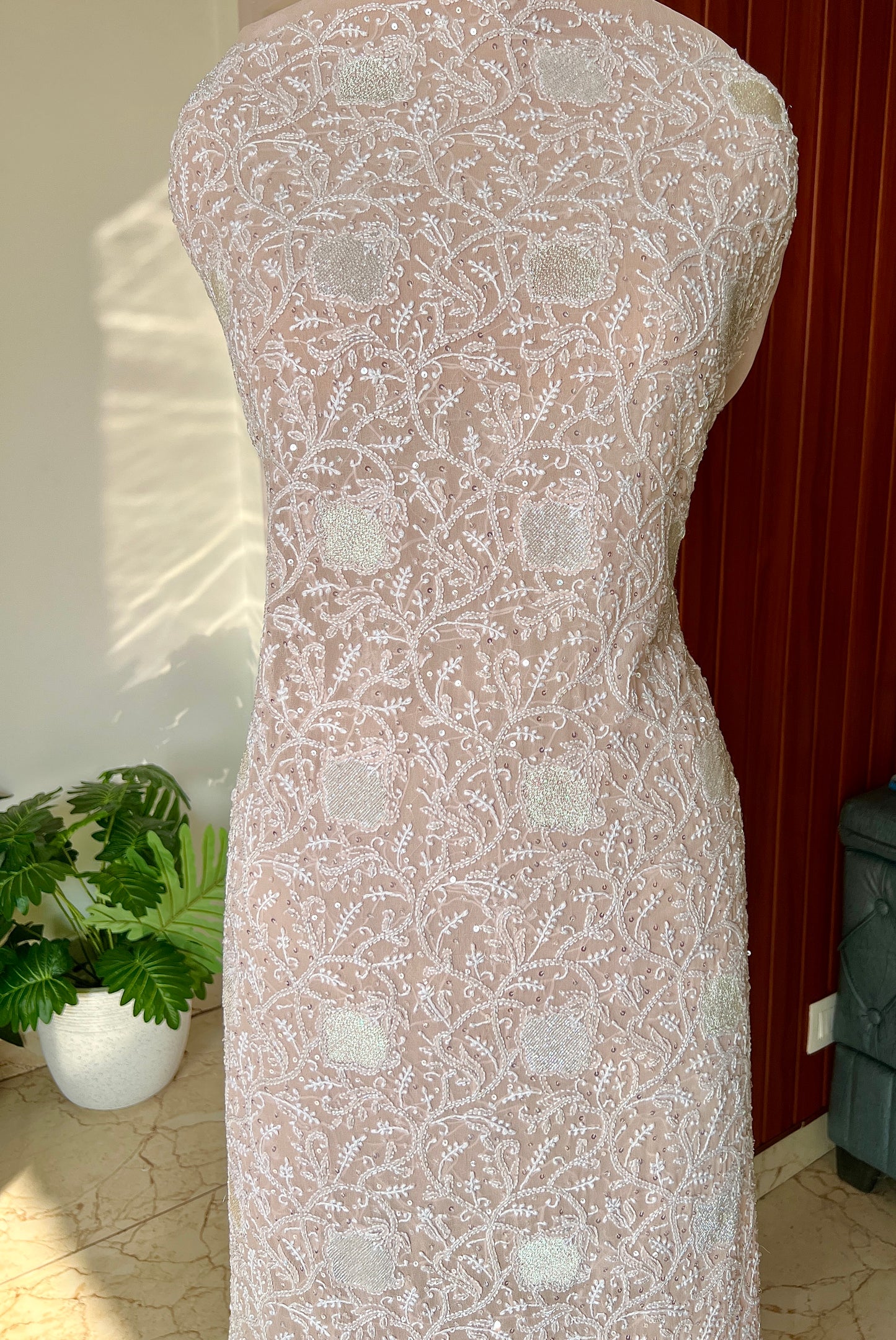 Suhaan Chikankari sequins cut Dana work kurta and dupatta