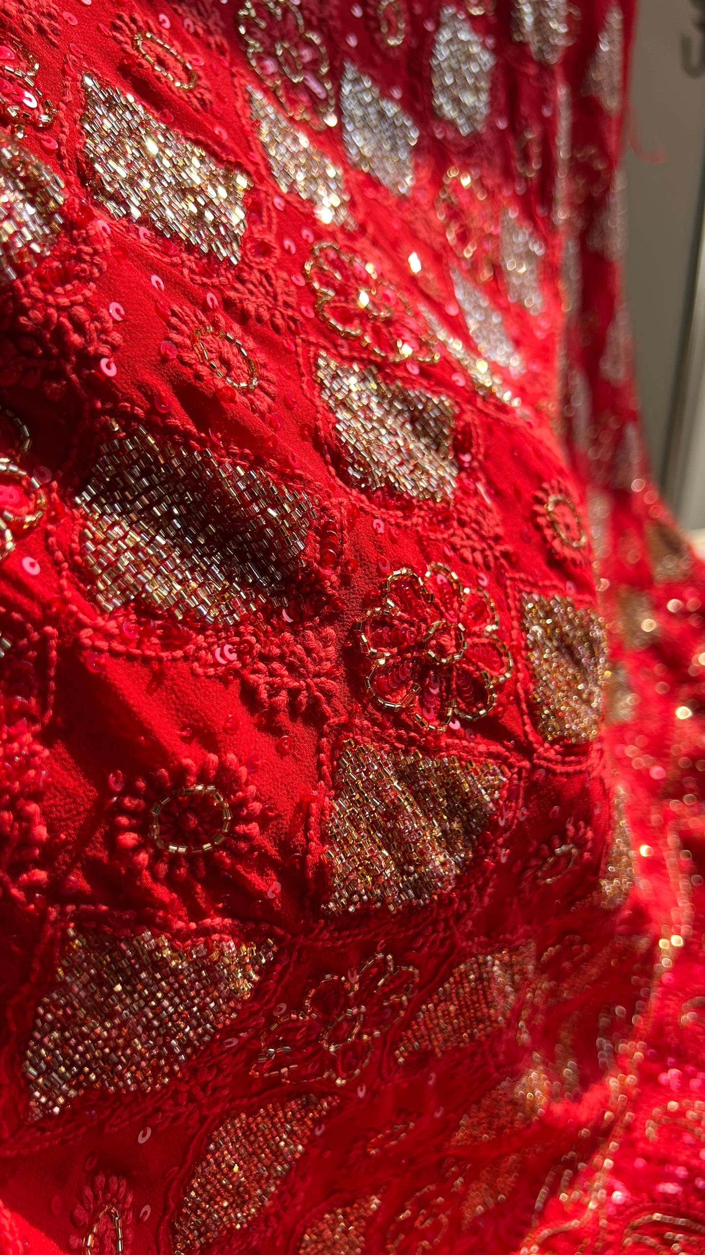 Ruhani Red Chikankari heavy cut dana sequins kurta and dupatta