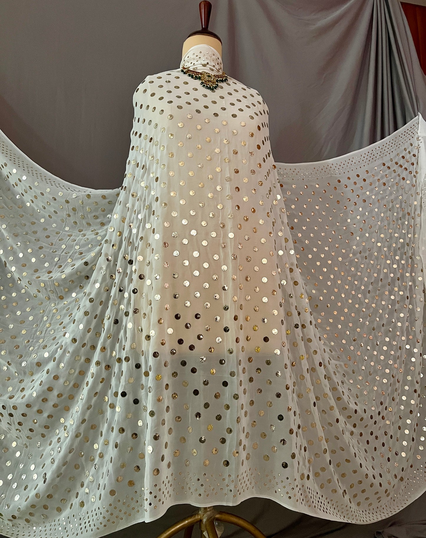 Ruhani Allover Heavy Mukaish Tiki Pure Georgette Dupatta