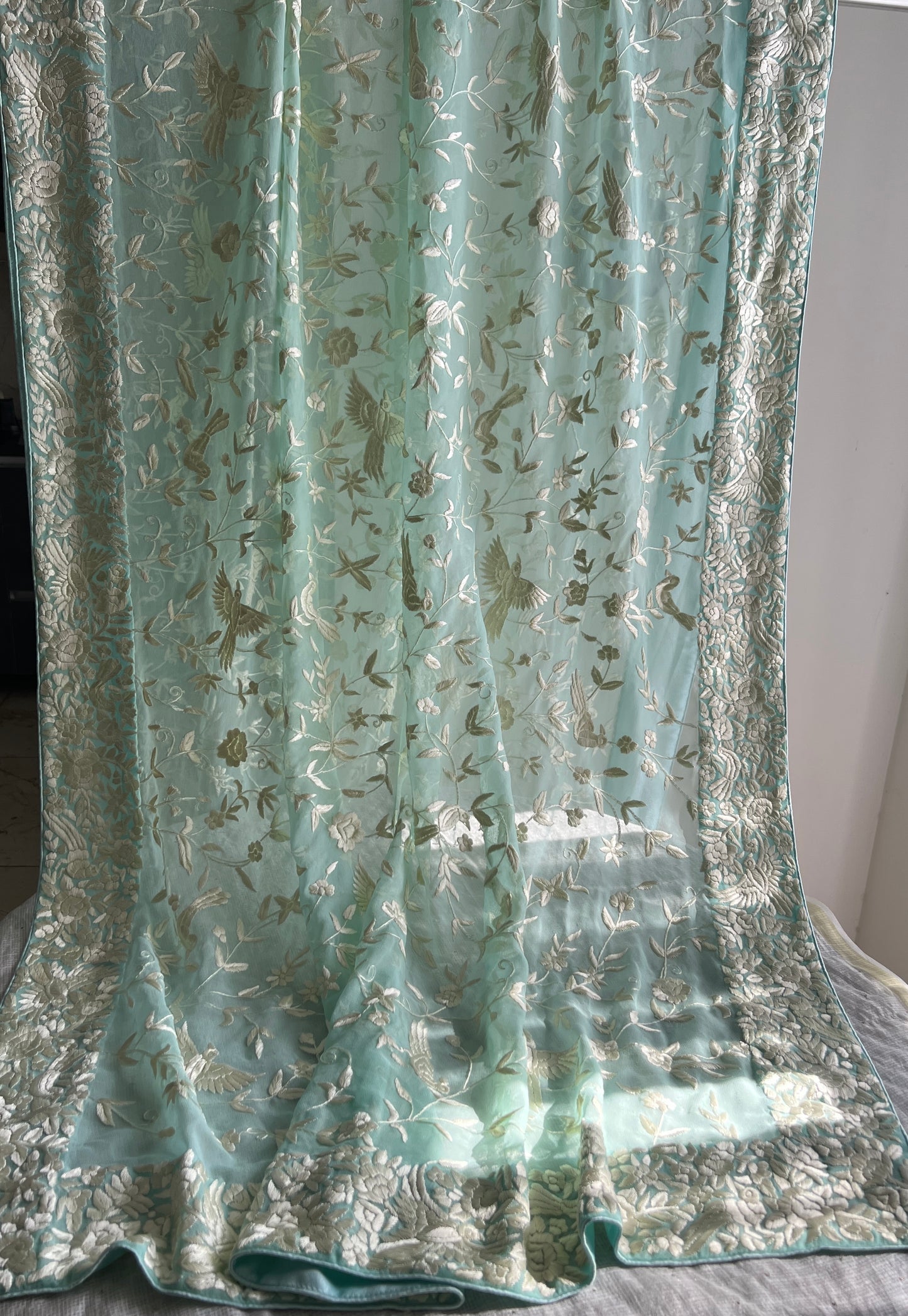 Firozi Masterpiece Parsi Gara Hand Embroidered Dupatta