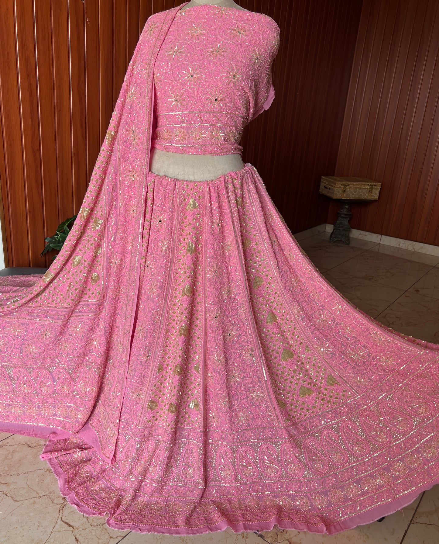 Masterpiece Ruhani Pink Chikankari Sequins Wedding Lehenga