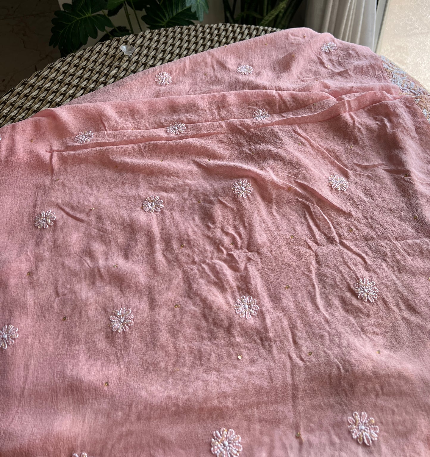 Ruhani Blush peach Chikankari golden cut dana sequins kurta and dupatta