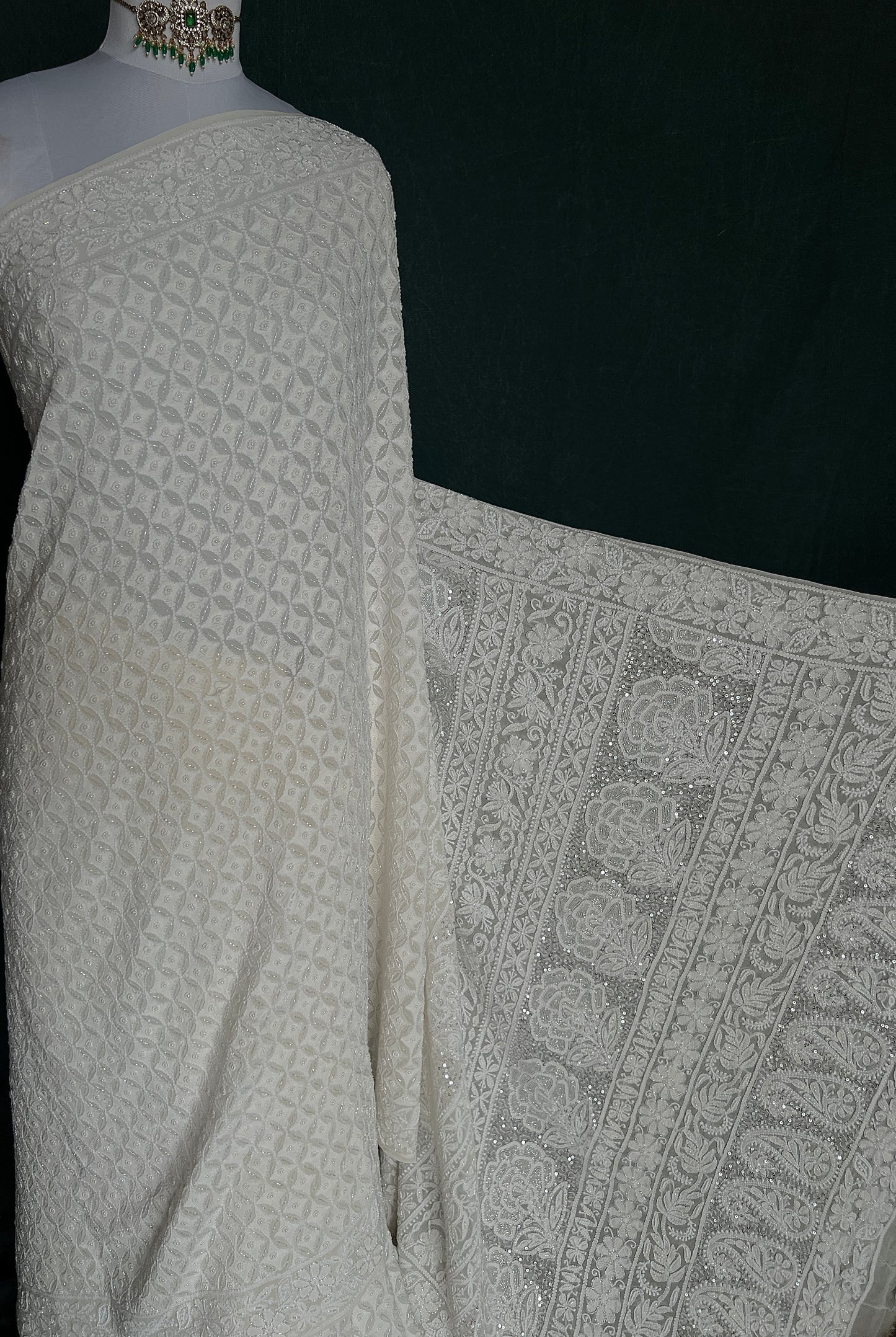 Ruhani Chikankari Pearl Cut Dana and Sequins Saree